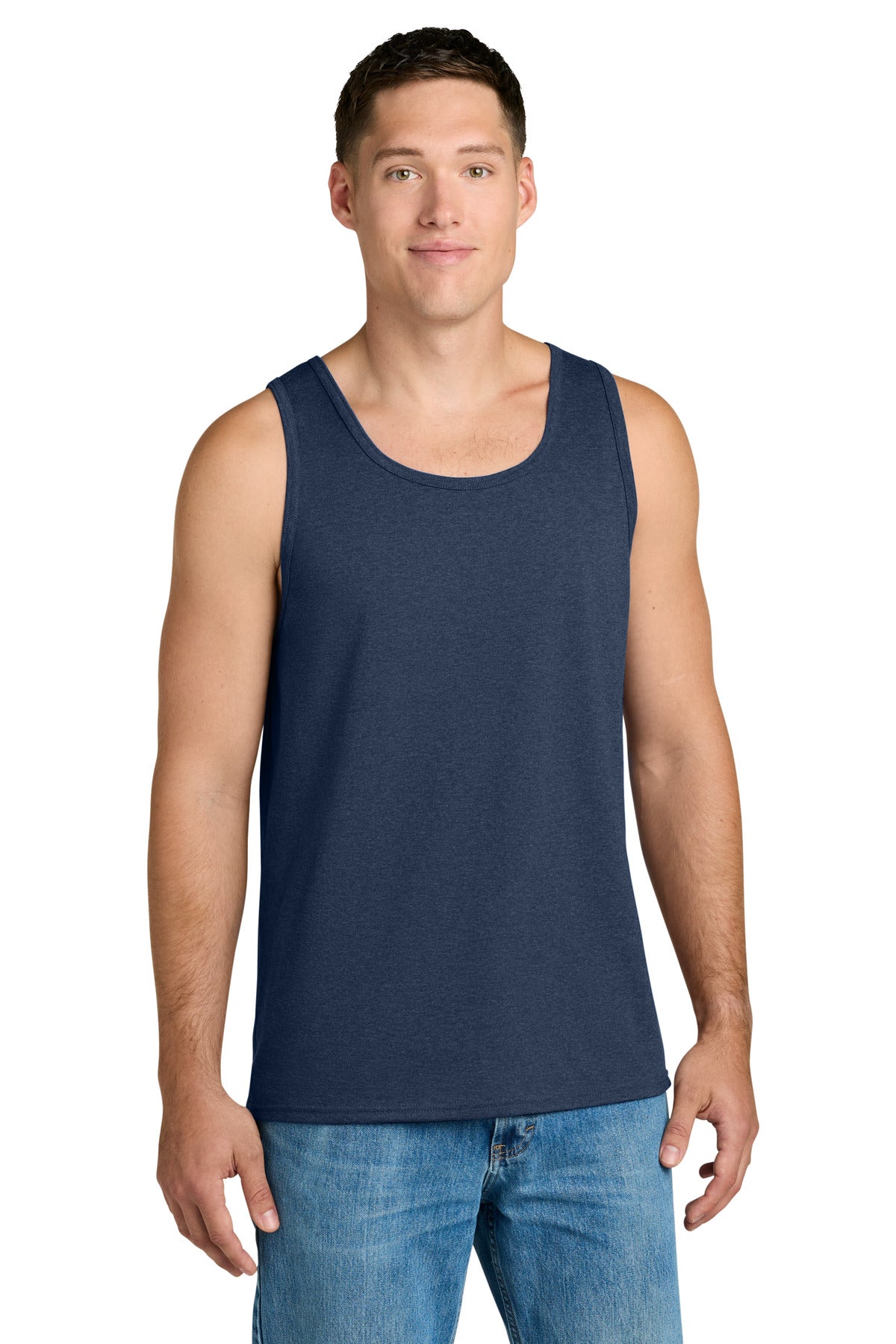 Jerzees Classics Unisex Cotton Tank 363TK - Vintage Heather Navy - front