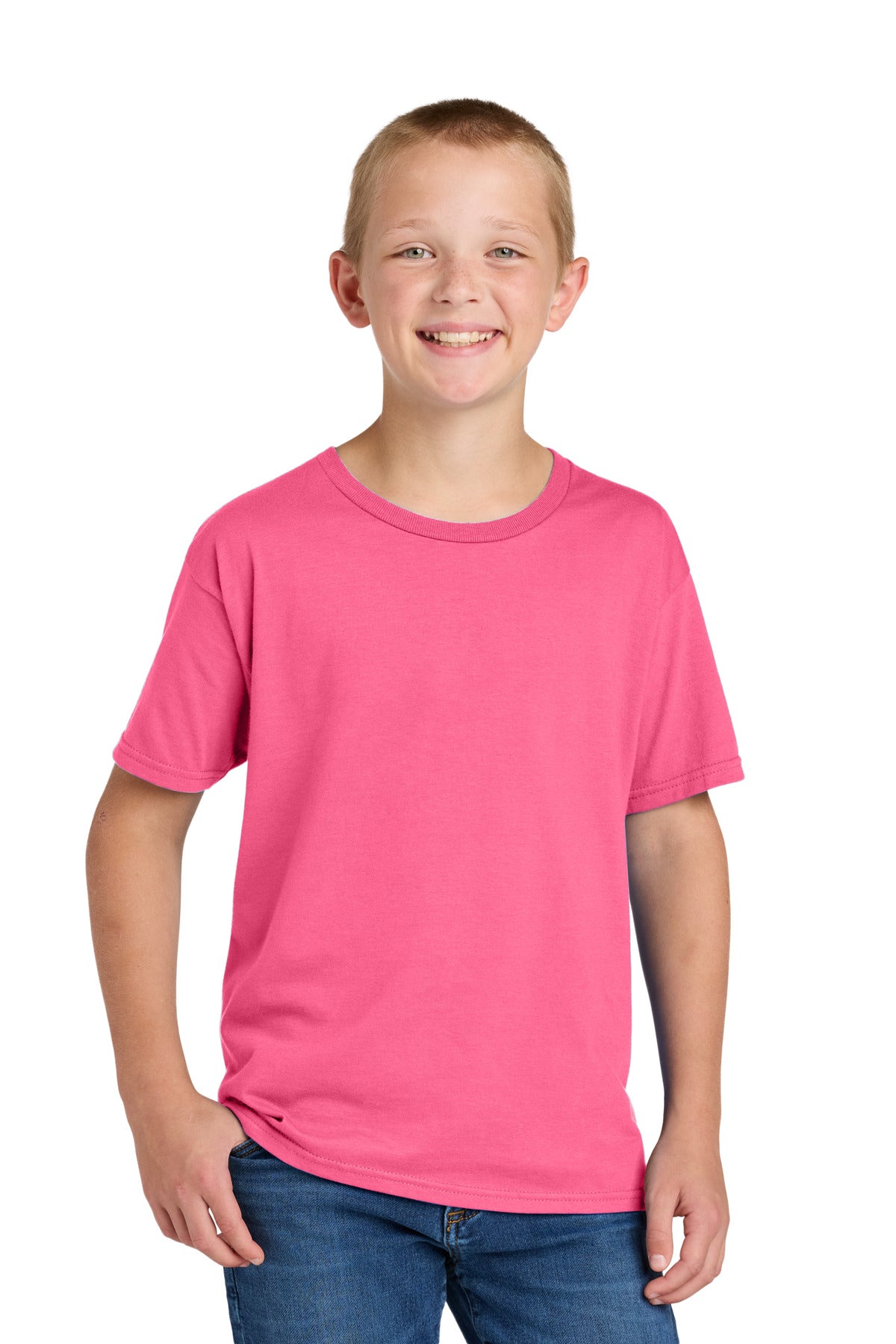 Jerzees Classics Youth Cotton T-Shirt 363Y - Neon Pink - front