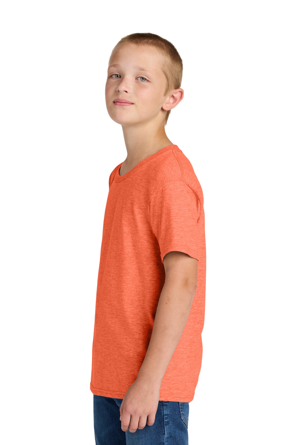 Jerzees Classics Youth Cotton T-Shirt 363Y - Retro Heather Coral - side
