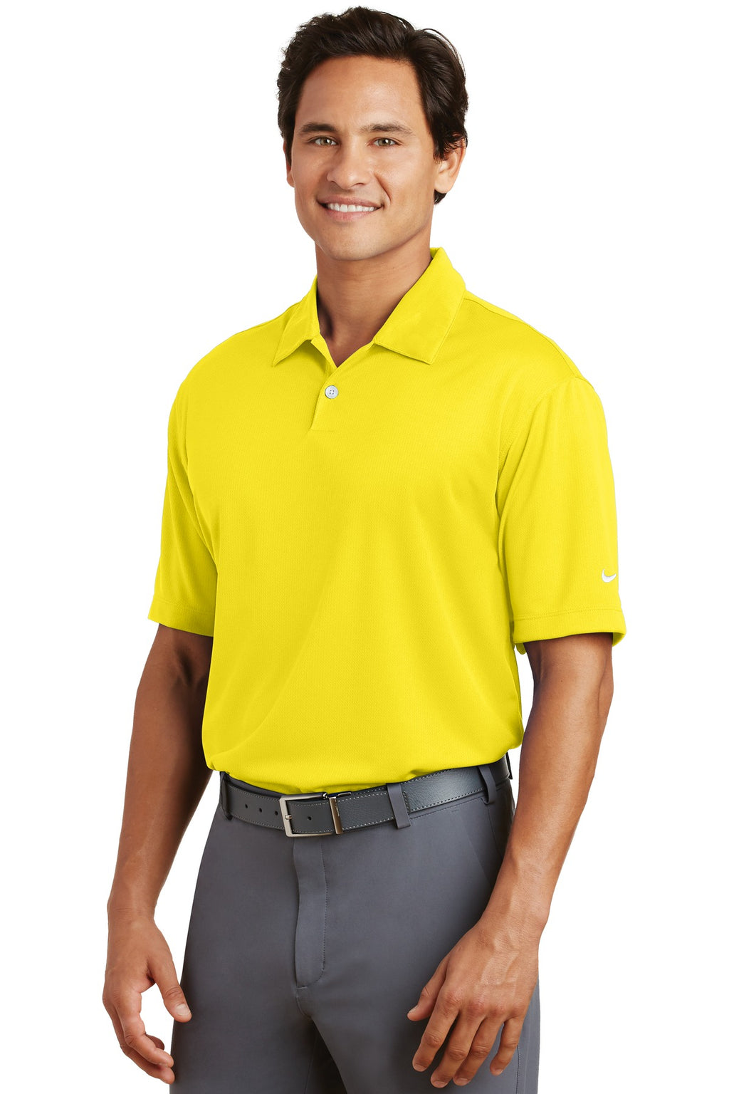 DISCONTINUED Nike Dri-FIT Pebble Texture Polo. 373749 - Tour Yellow - three_q