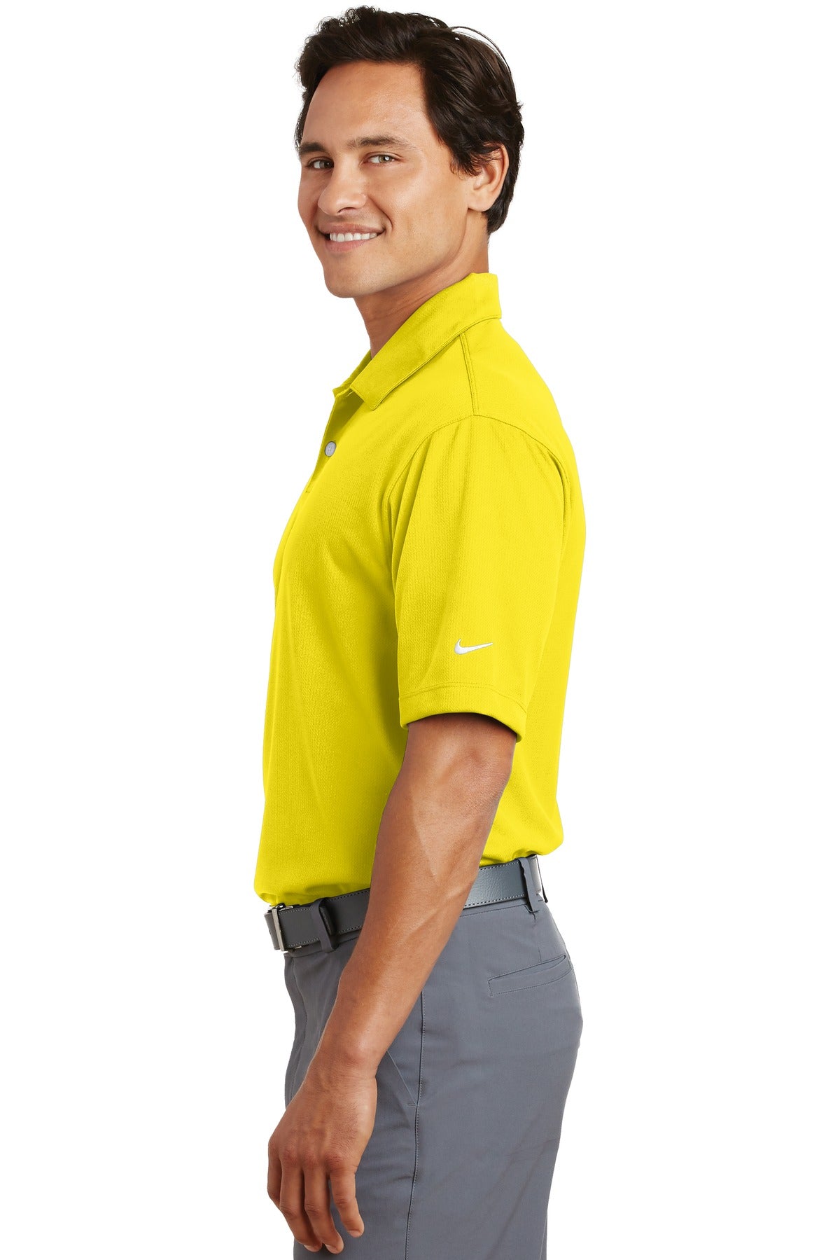 DISCONTINUED Nike Dri-FIT Pebble Texture Polo. 373749 - Tour Yellow - side