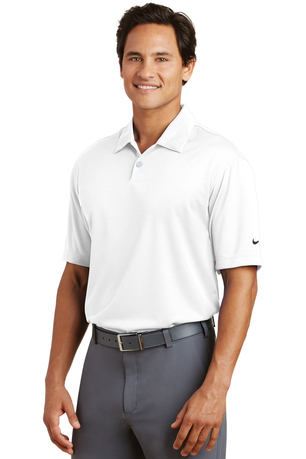 DISCONTINUED Nike Dri-FIT Pebble Texture Polo. 373749 - White - three_q