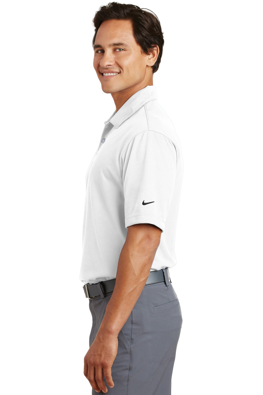 DISCONTINUED Nike Dri-FIT Pebble Texture Polo. 373749 - White - side