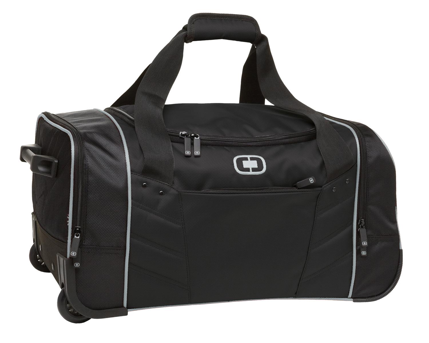 DISCONTINUED OGIO - Hamblin 22 Wheeled Duffel. 413009 - Black/ Silver - front
