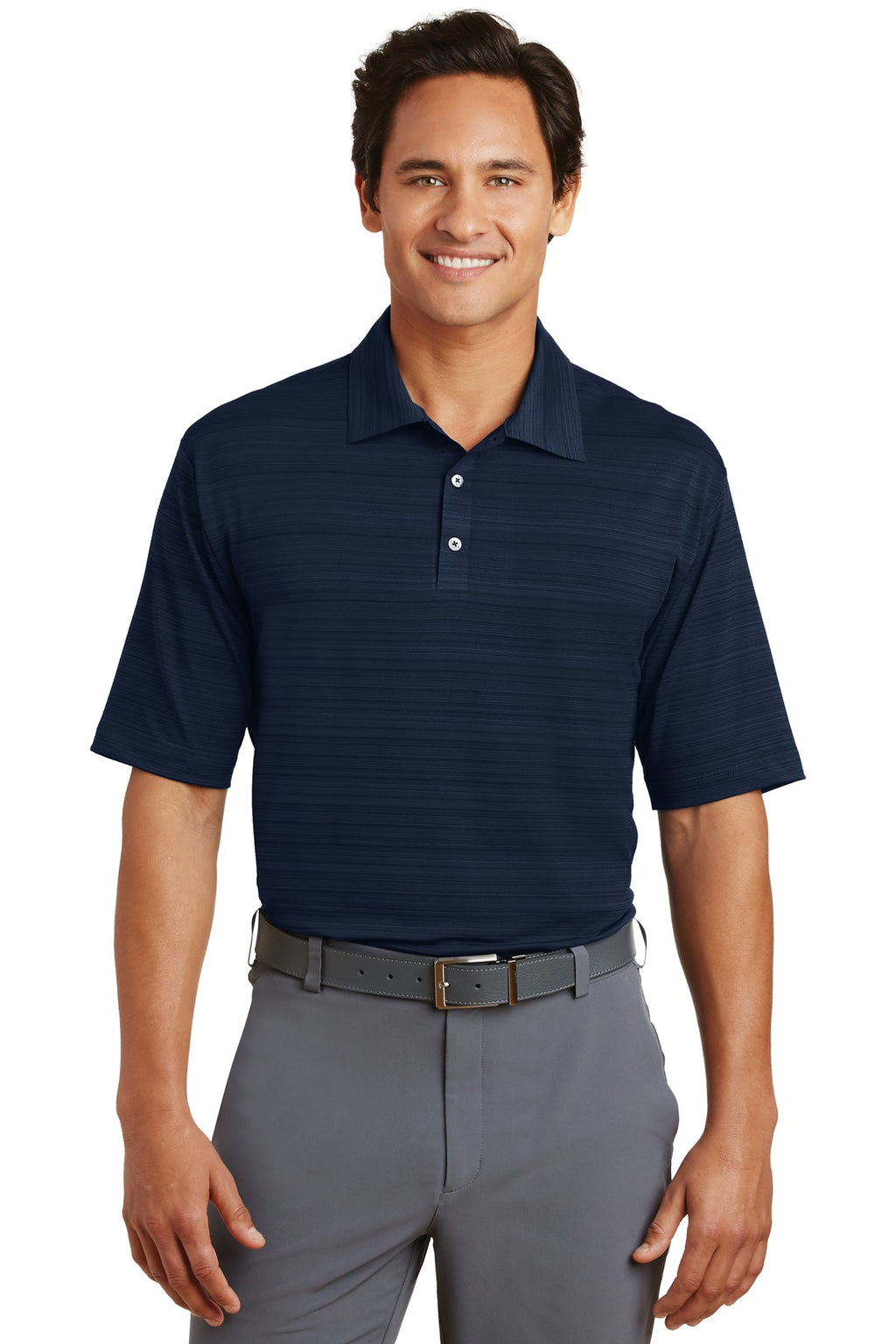 DISCONTINUED Nike Elite Series Dri-FIT Heather Fine Line Bonded Polo. 429438 - Navy - front