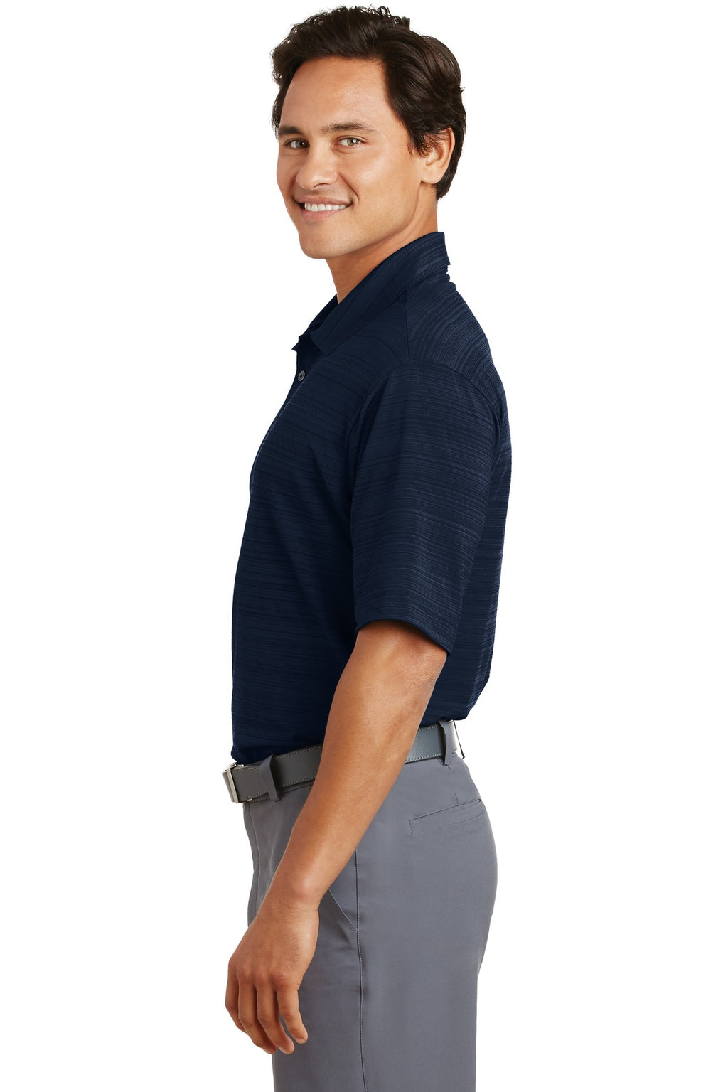 DISCONTINUED Nike Elite Series Dri-FIT Heather Fine Line Bonded Polo. 429438 - Navy - side
