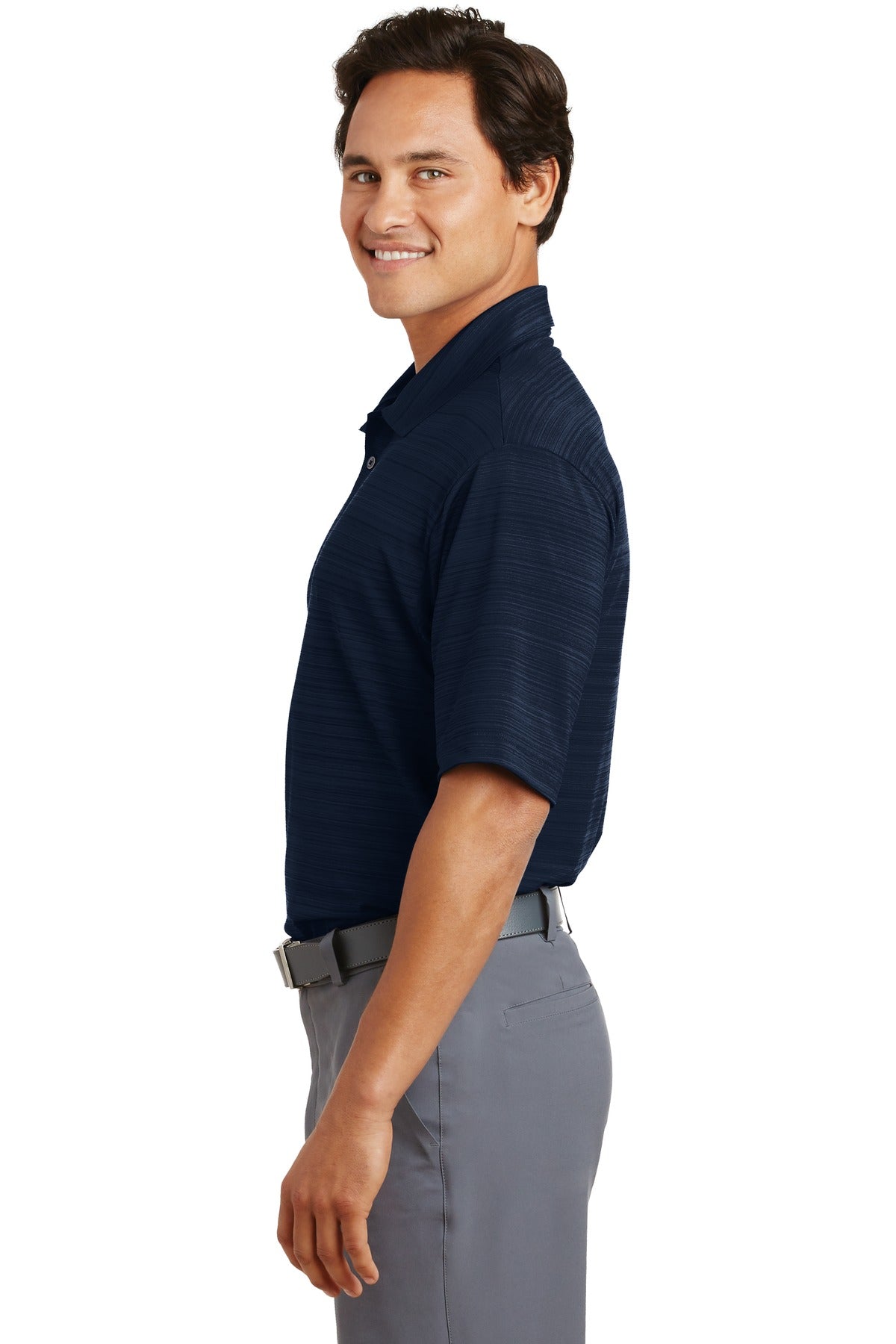 DISCONTINUED Nike Elite Series Dri-FIT Heather Fine Line Bonded Polo. 429438 - Navy - side