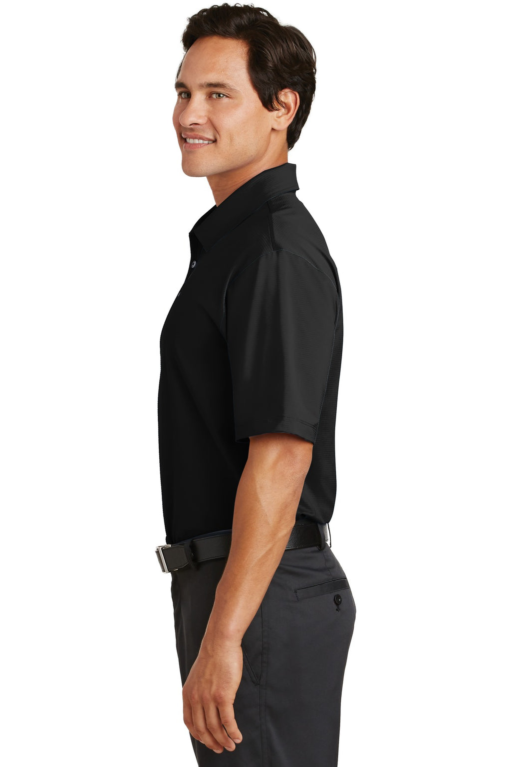 DISCONTINUED Nike Elite Series Dri-FIT Ottoman Bonded Polo. 429439 - Black - side