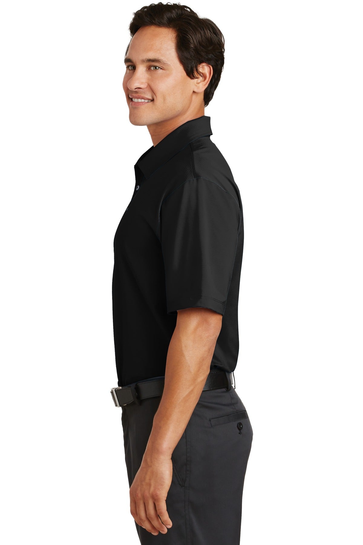 DISCONTINUED Nike Elite Series Dri-FIT Ottoman Bonded Polo. 429439 - Black - side