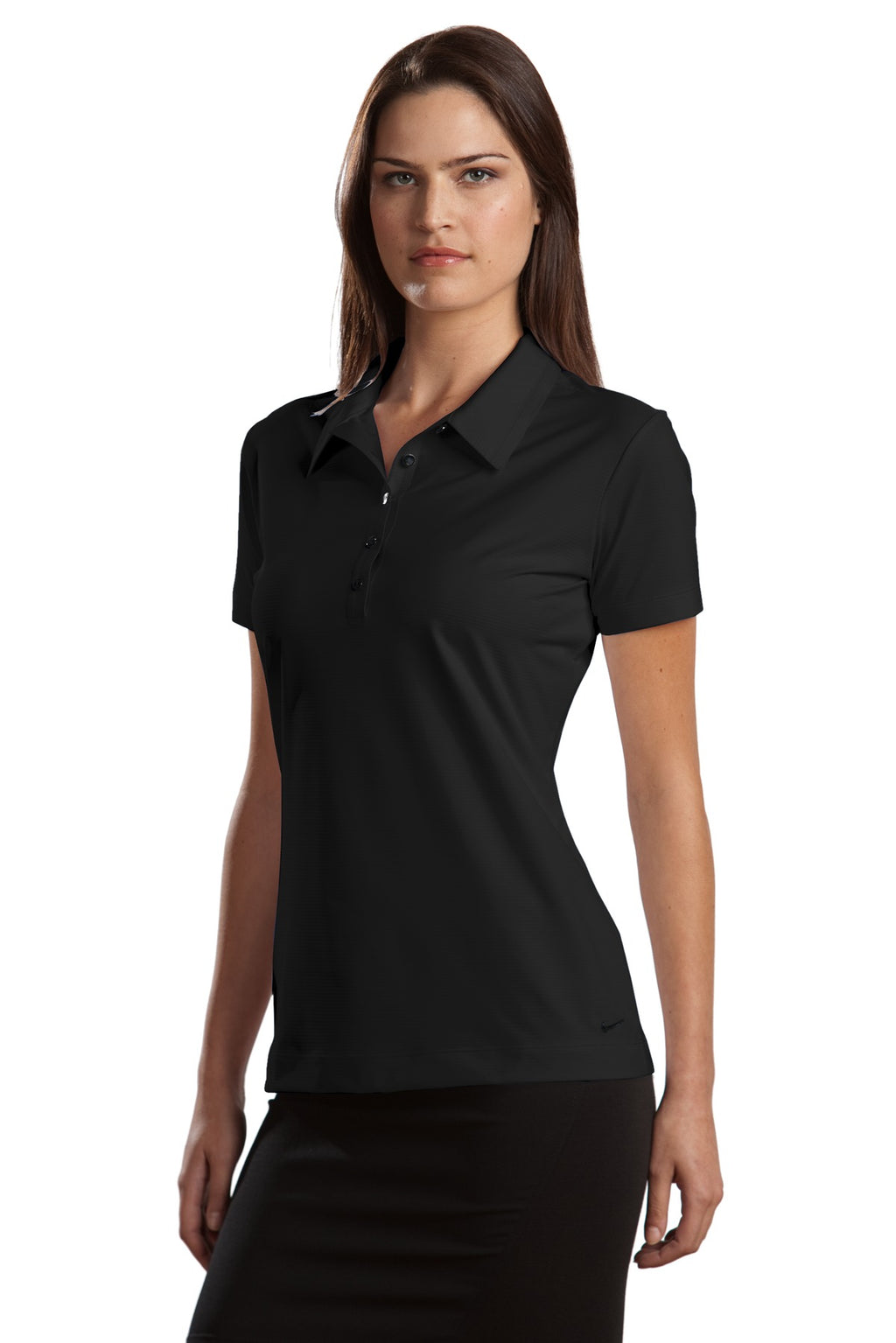 DISCONTINUED Nike Elite Series Ladies Dri-FIT Ottoman Bonded Polo. 429461 - Black - three_q