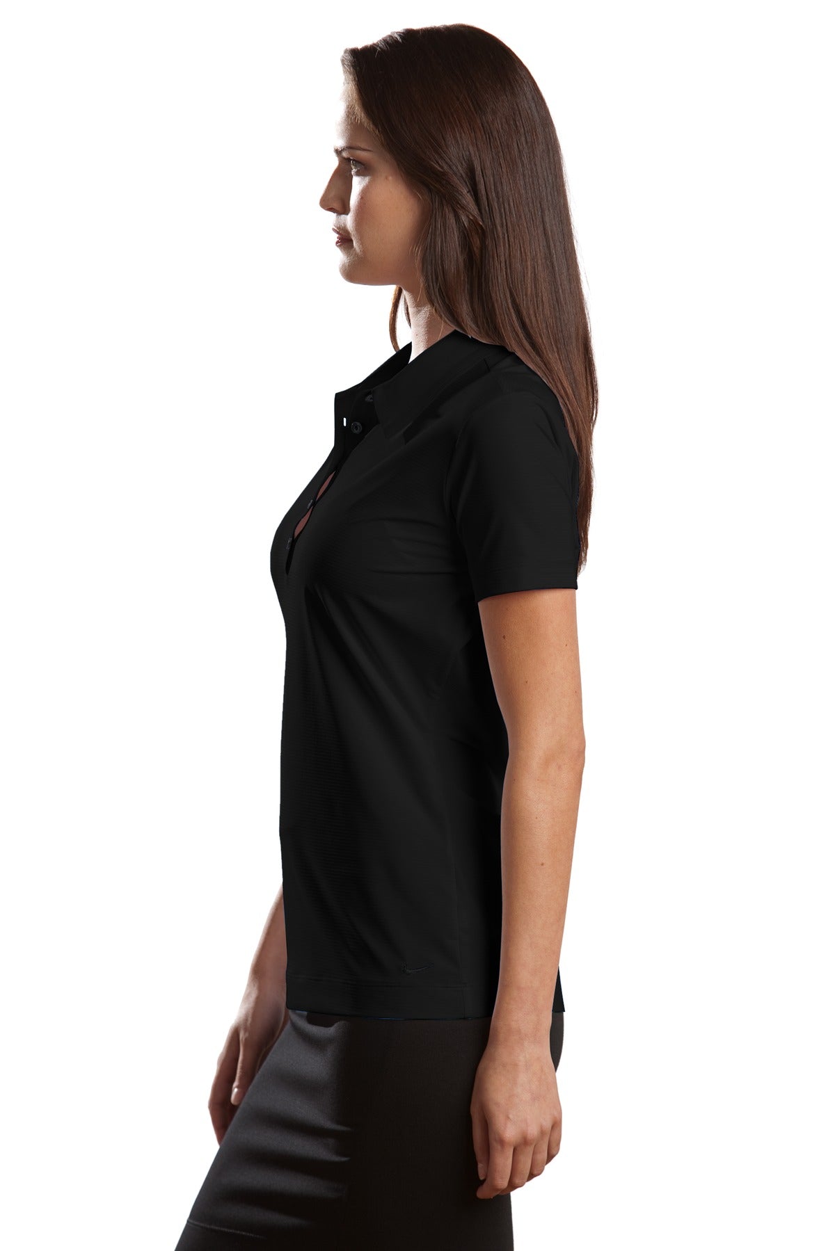 DISCONTINUED Nike Elite Series Ladies Dri-FIT Ottoman Bonded Polo. 429461 - Black - side