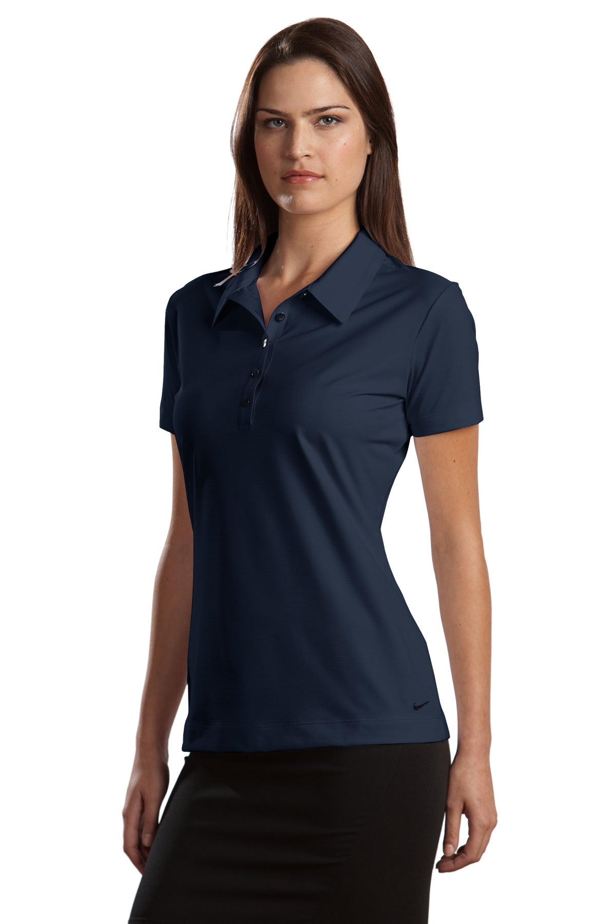 DISCONTINUED Nike Elite Series Ladies Dri-FIT Ottoman Bonded Polo. 429461 - Midnight Navy - three_q