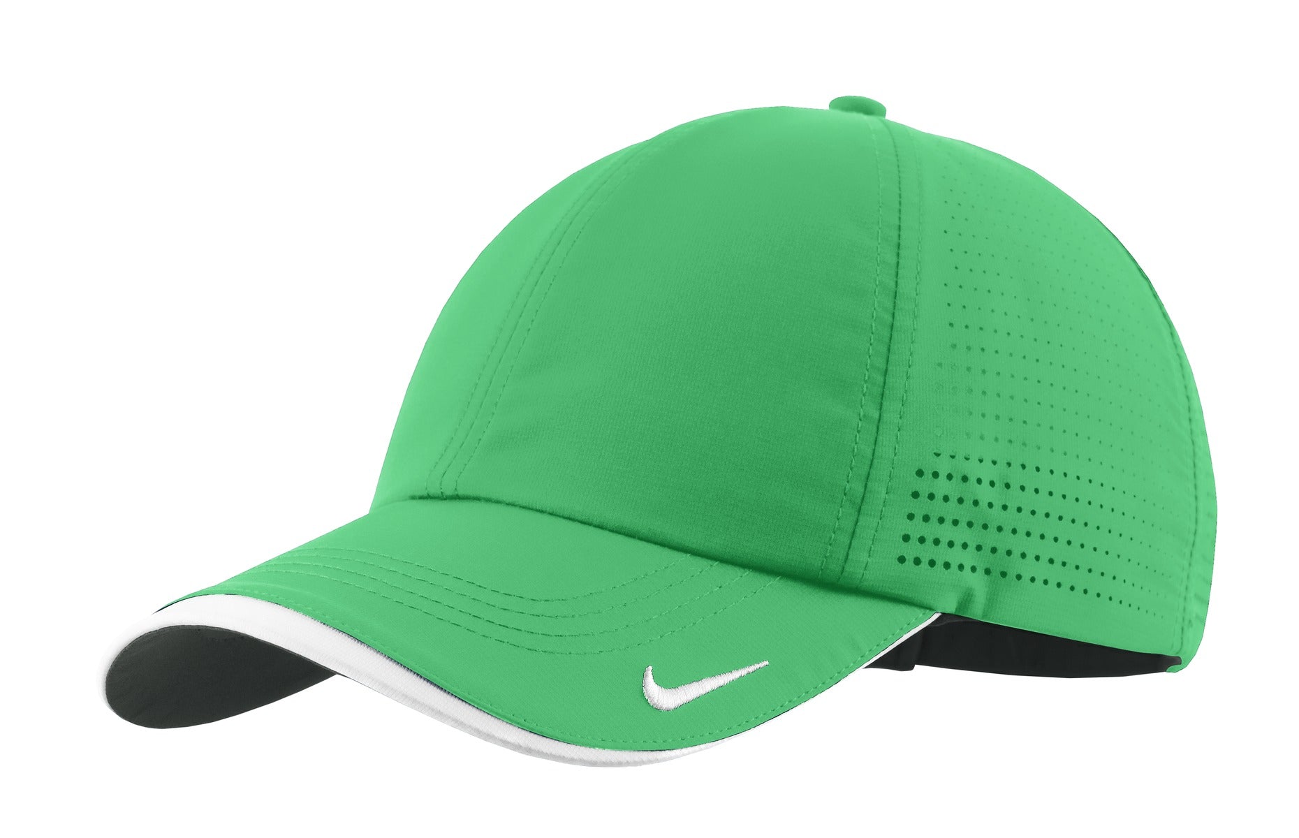 DISCONTINUED Nike Dri-FIT Swoosh Perforated Cap. 429467 - Lucky Green - front
