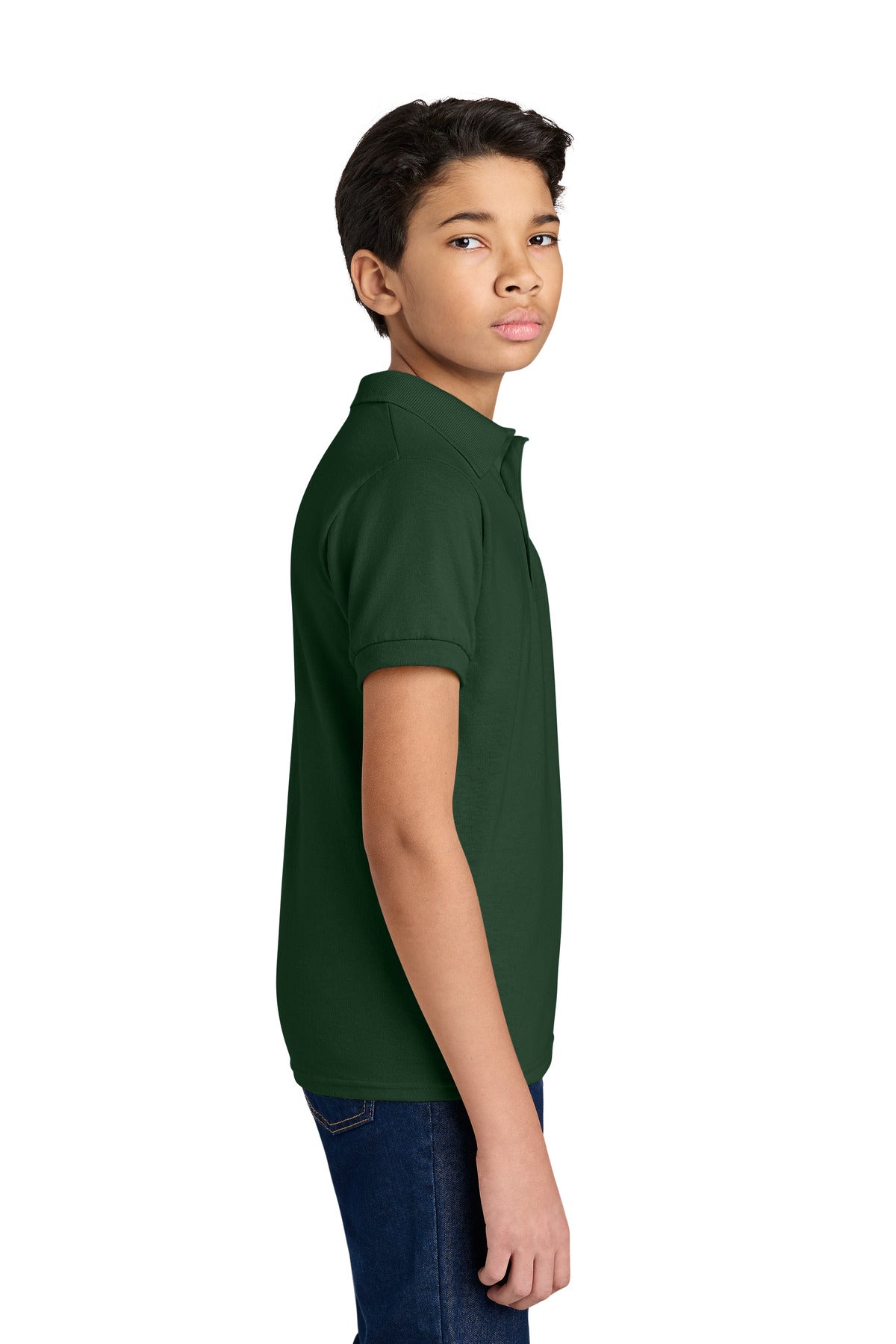 Jerzees Youth Dri-Power Sport Shirt 437B - Forest Green - side