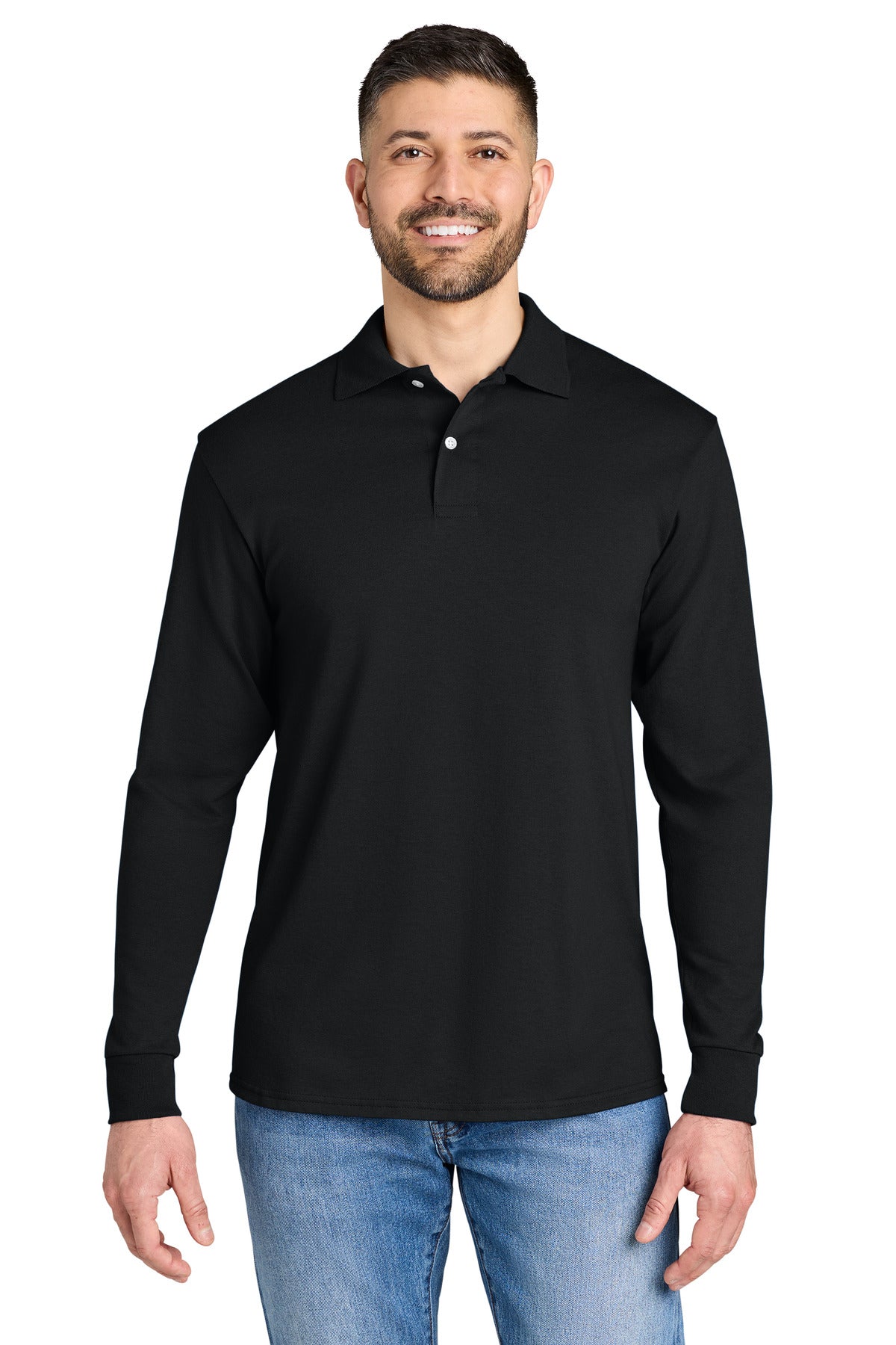 Jerzees Dri-Power Long Sleeve Sport Shirt 437LS - Black - front