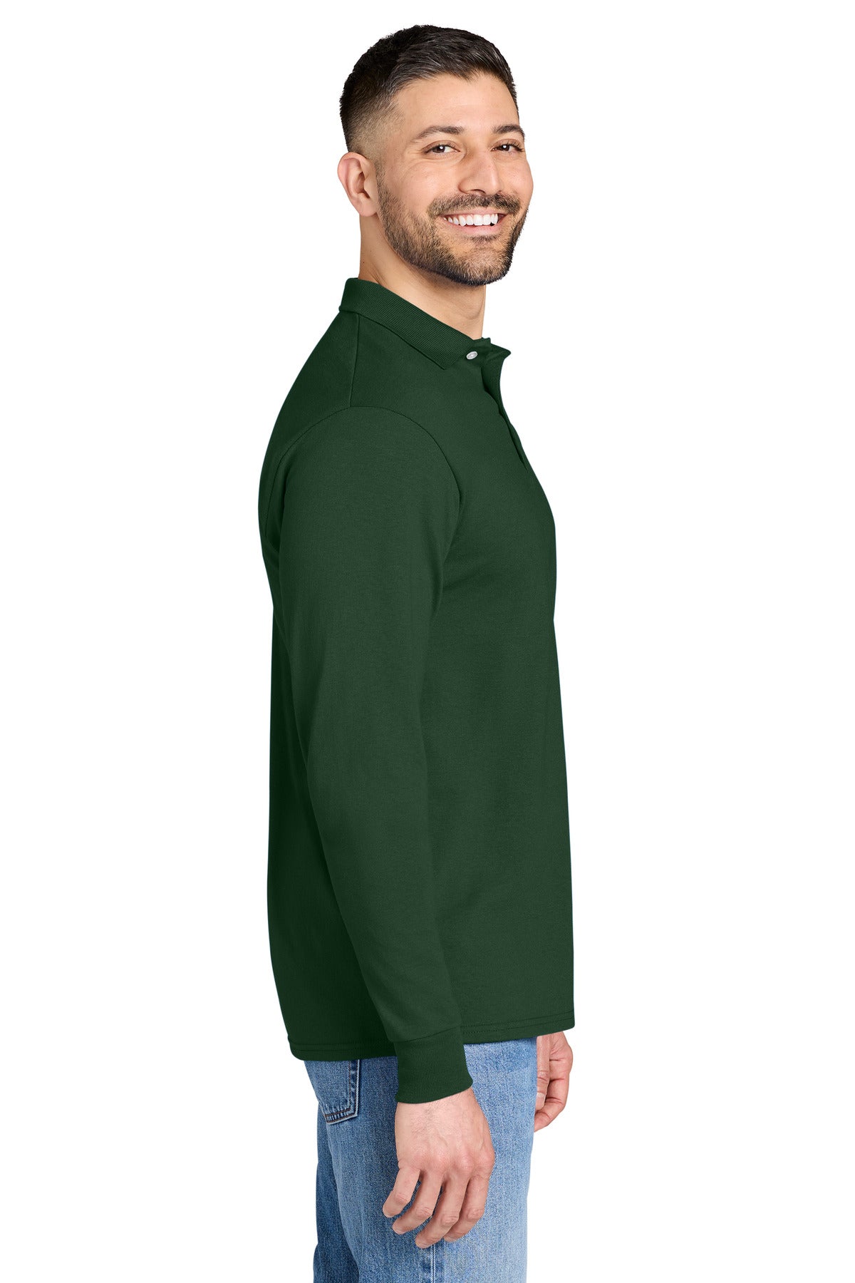 Jerzees Dri-Power Long Sleeve Sport Shirt 437LS - Forest Green - side