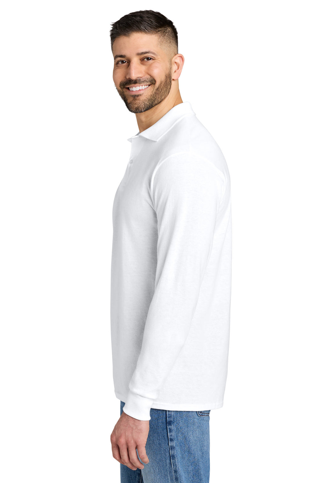 Jerzees Dri-Power Long Sleeve Sport Shirt 437LS - White - side