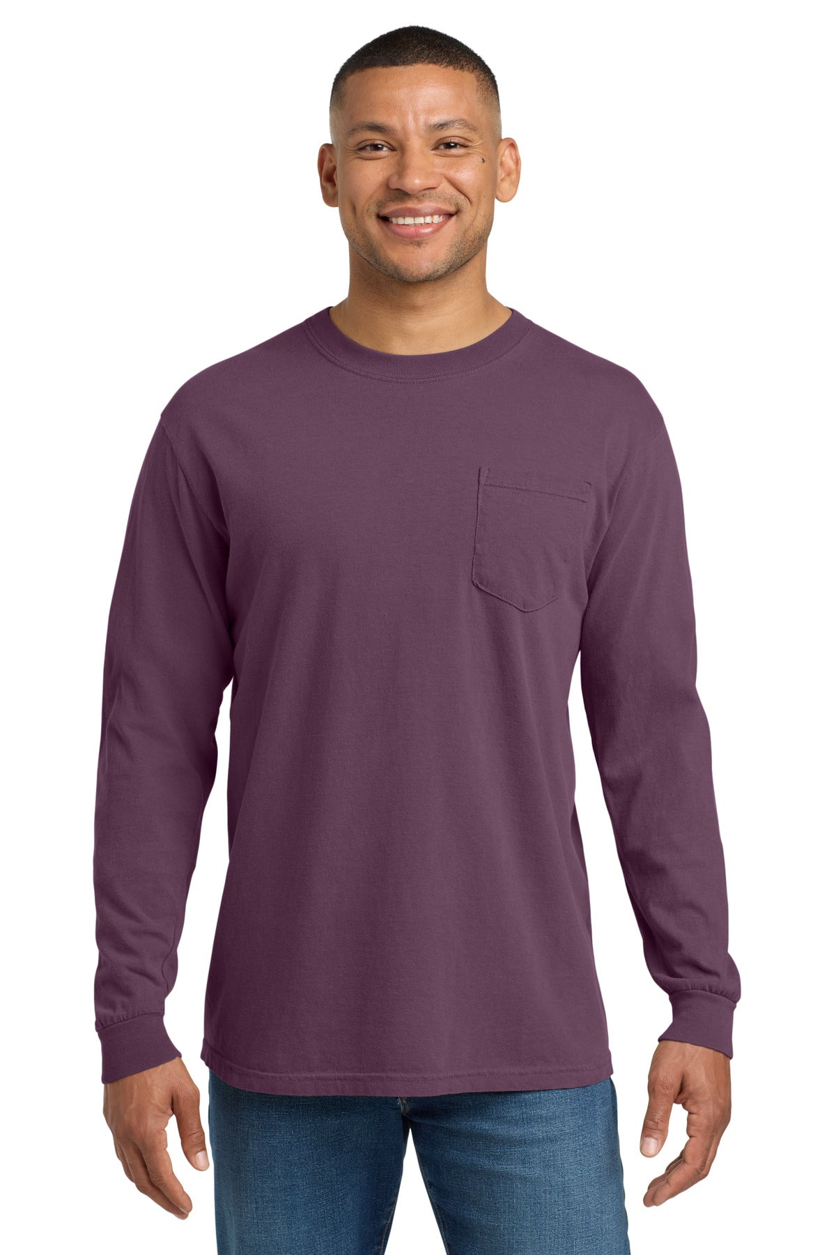 COMFORT COLORS Heavyweight Ring Spun Long Sleeve Pocket Tee. 4410 - Berry - front