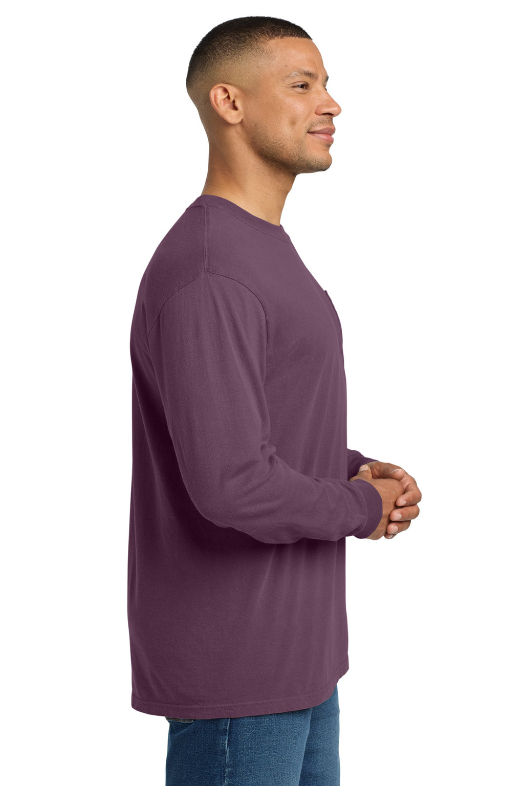 COMFORT COLORS Heavyweight Ring Spun Long Sleeve Pocket Tee. 4410 - Berry - side