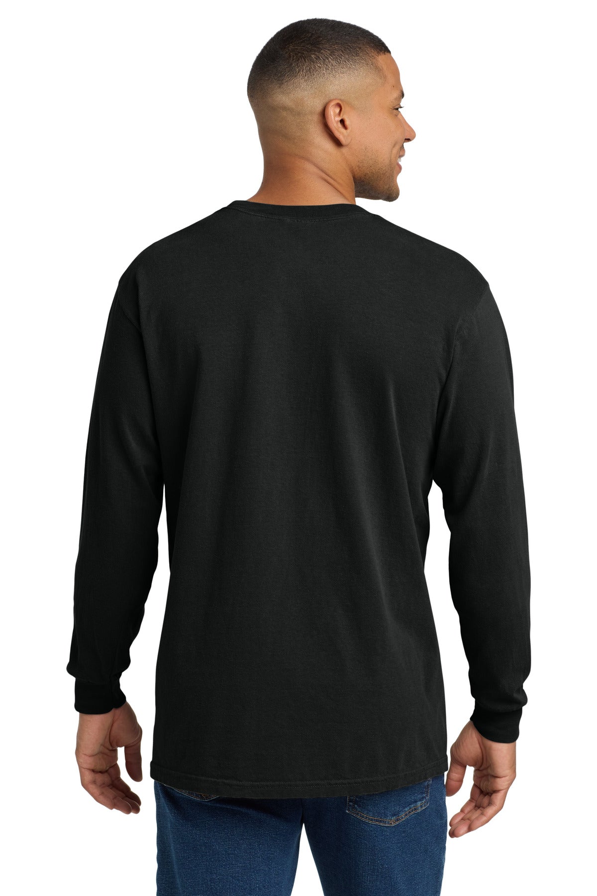 COMFORT COLORS Heavyweight Ring Spun Long Sleeve Pocket Tee. 4410 - Black - back