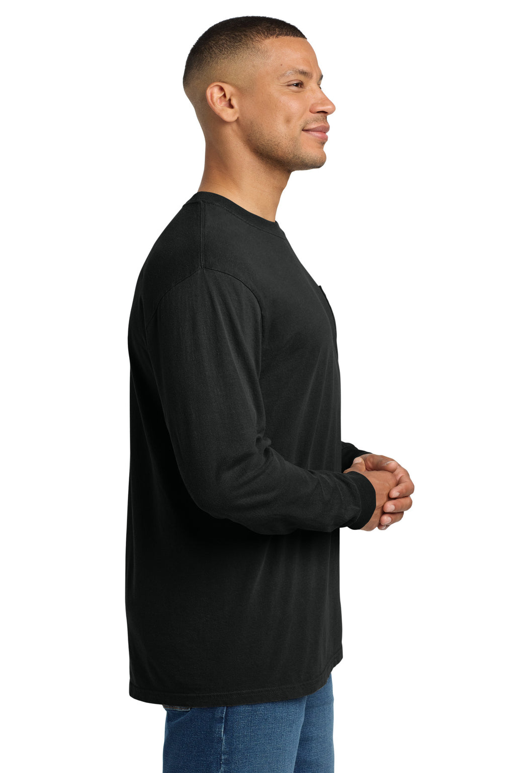 COMFORT COLORS Heavyweight Ring Spun Long Sleeve Pocket Tee. 4410 - Black - side