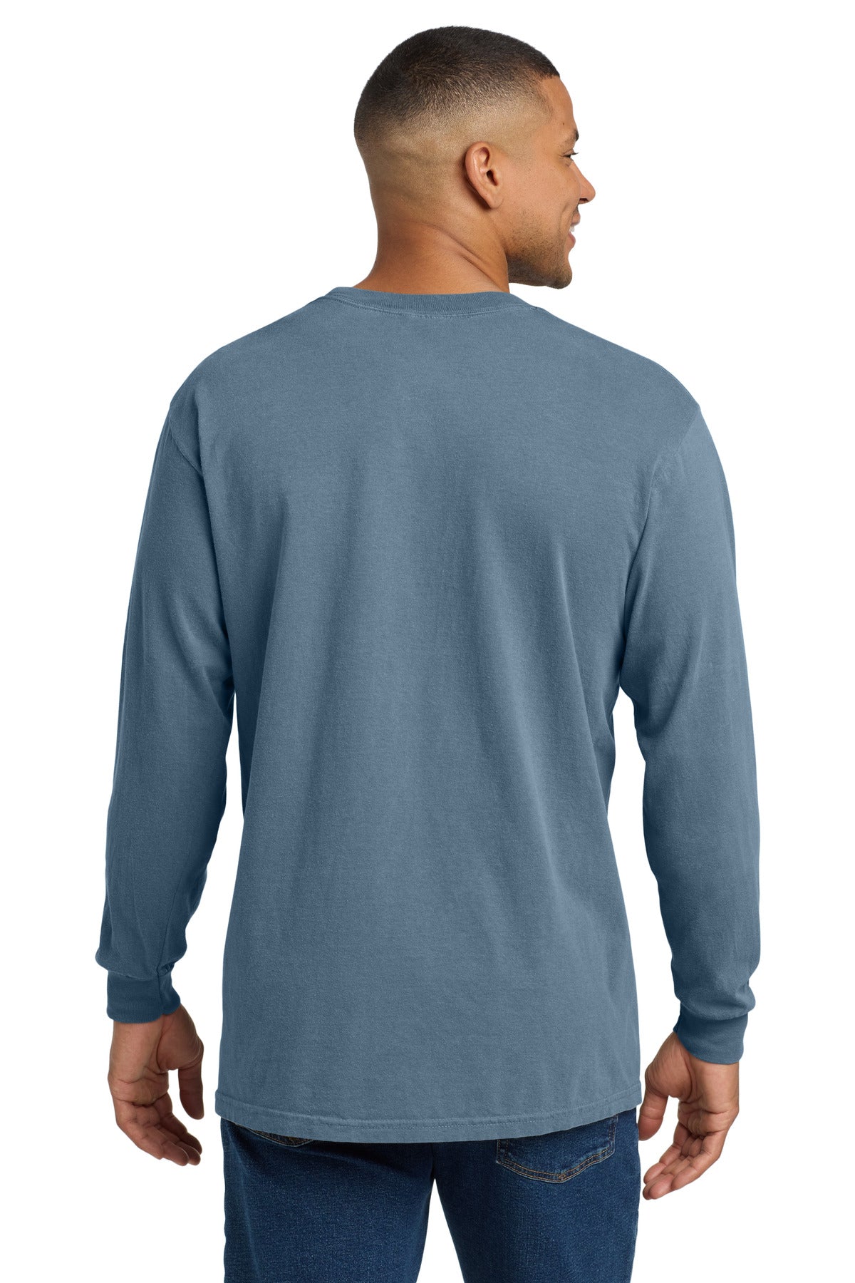 COMFORT COLORS Heavyweight Ring Spun Long Sleeve Pocket Tee. 4410 - Blue Jean - back