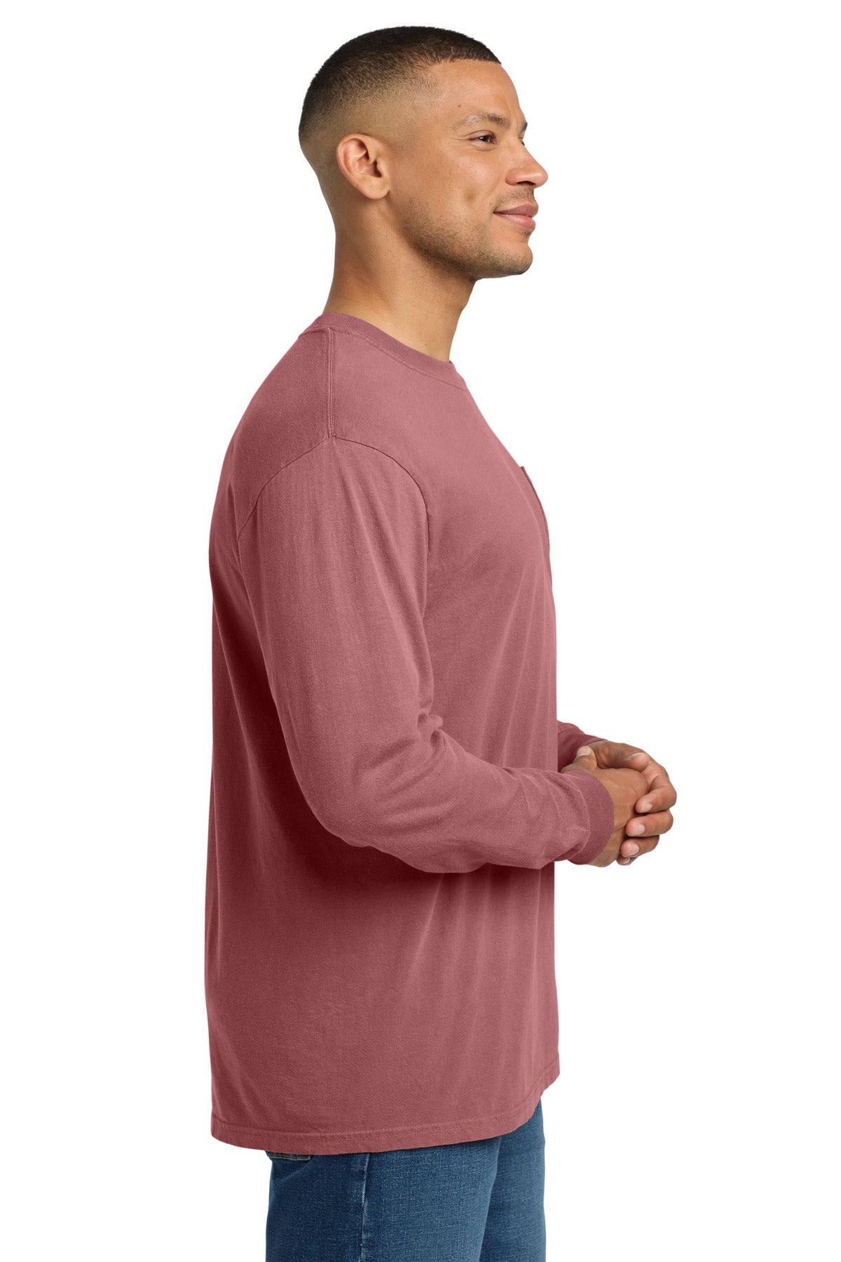 COMFORT COLORS Heavyweight Ring Spun Long Sleeve Pocket Tee. 4410 - Brick - side