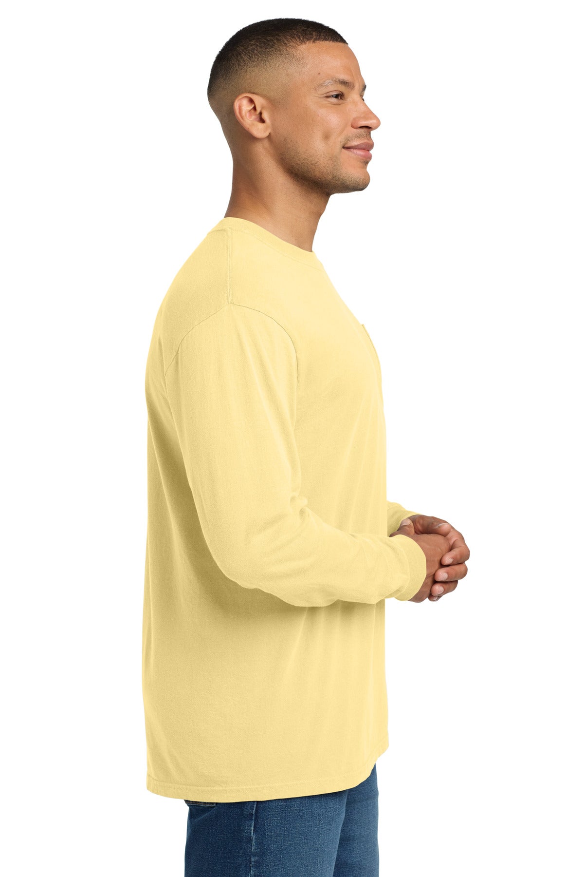 COMFORT COLORS Heavyweight Ring Spun Long Sleeve Pocket Tee. 4410 - Butter - side