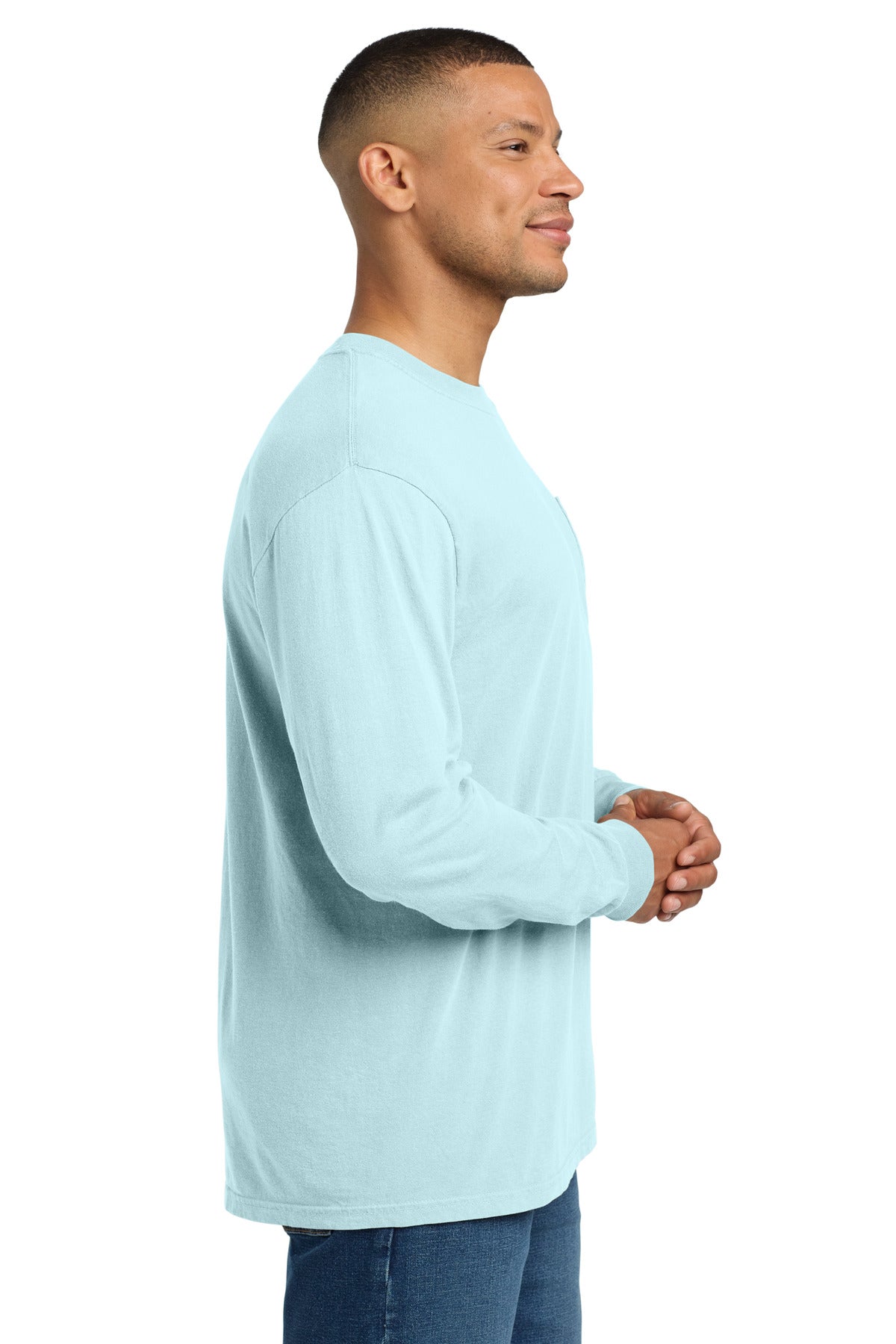 COMFORT COLORS Heavyweight Ring Spun Long Sleeve Pocket Tee. 4410 - Chambray - side