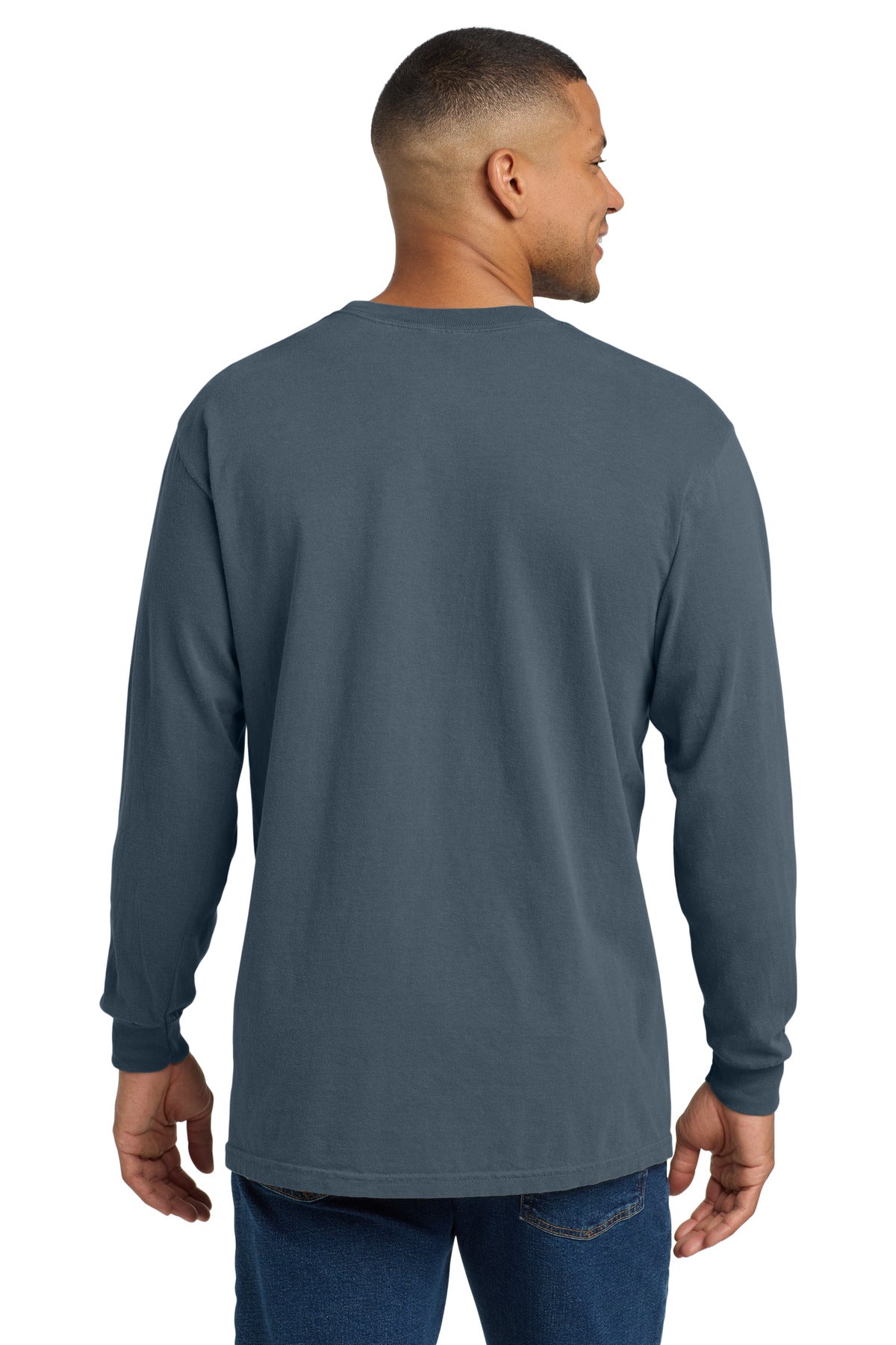 COMFORT COLORS Heavyweight Ring Spun Long Sleeve Pocket Tee. 4410 - Denim - back