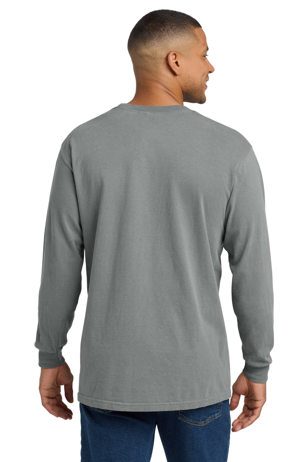 COMFORT COLORS Heavyweight Ring Spun Long Sleeve Pocket Tee. 4410 - Granite - back