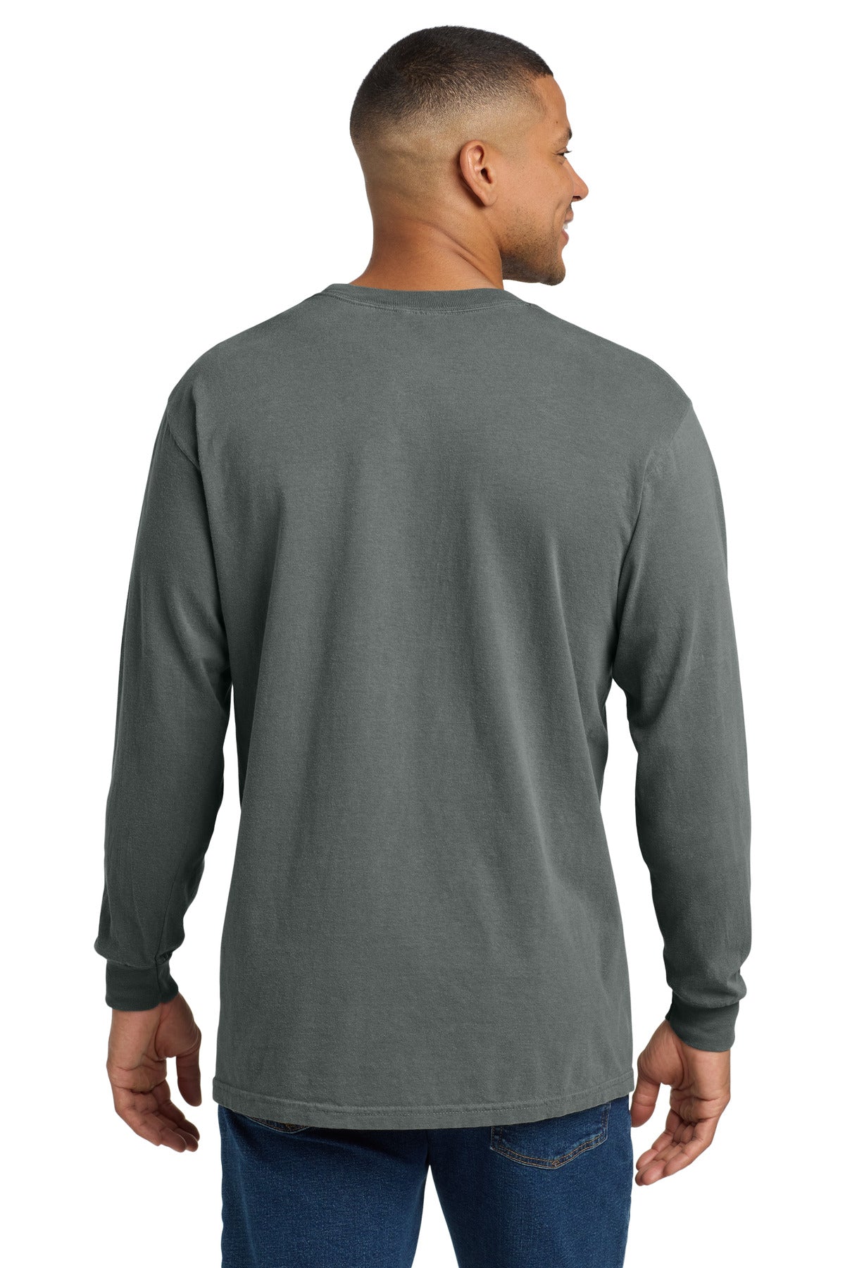 COMFORT COLORS Heavyweight Ring Spun Long Sleeve Pocket Tee. 4410 - Grey - back