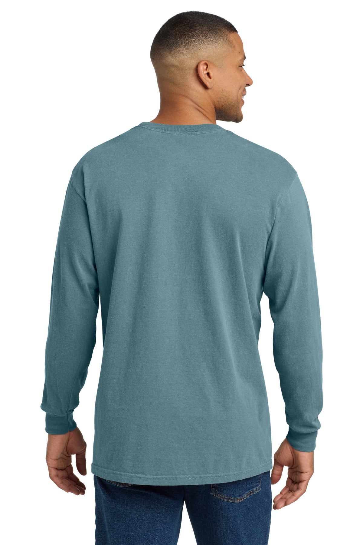COMFORT COLORS Heavyweight Ring Spun Long Sleeve Pocket Tee. 4410 - Ice Blue - back