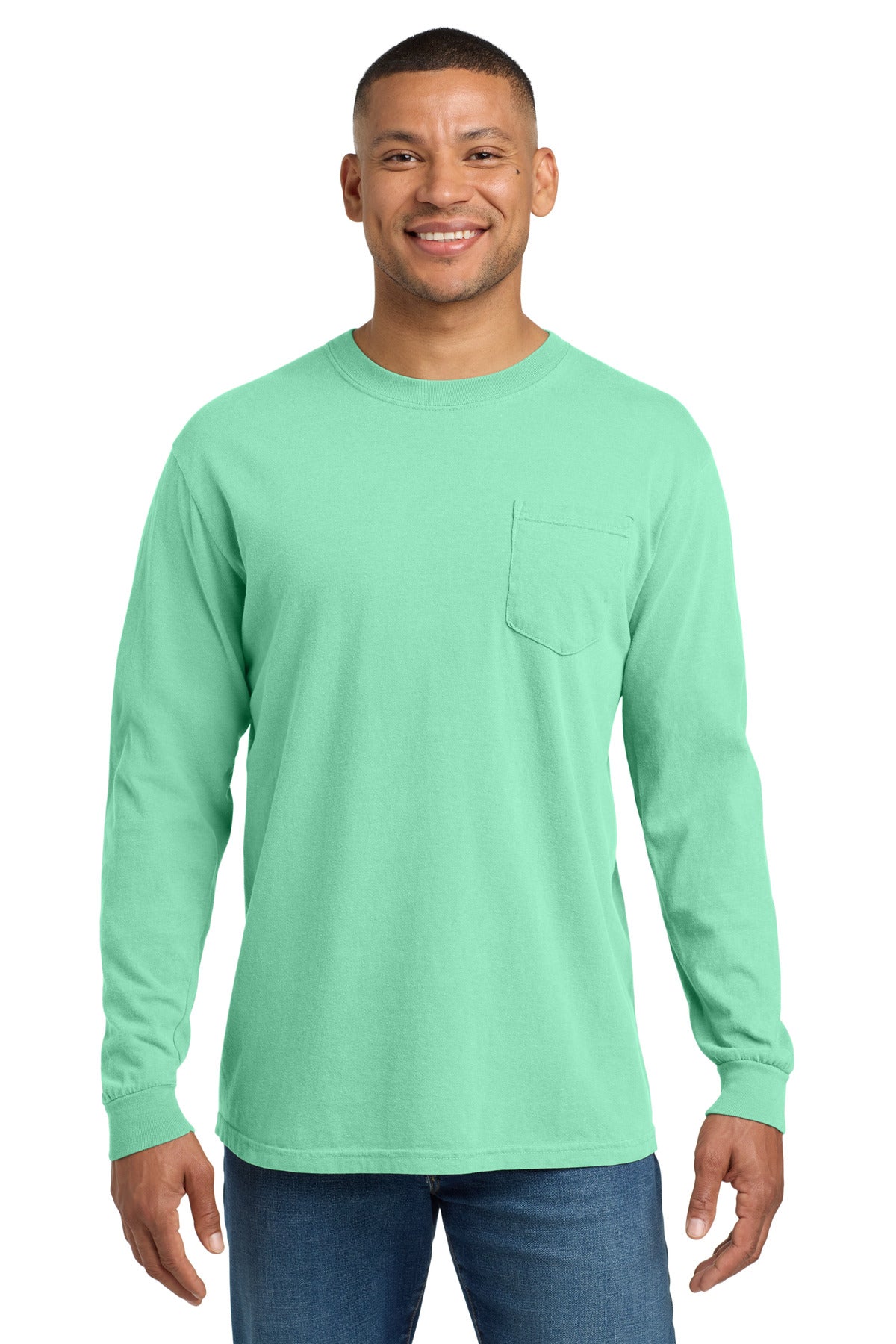COMFORT COLORS Heavyweight Ring Spun Long Sleeve Pocket Tee. 4410 - Island Reef - front