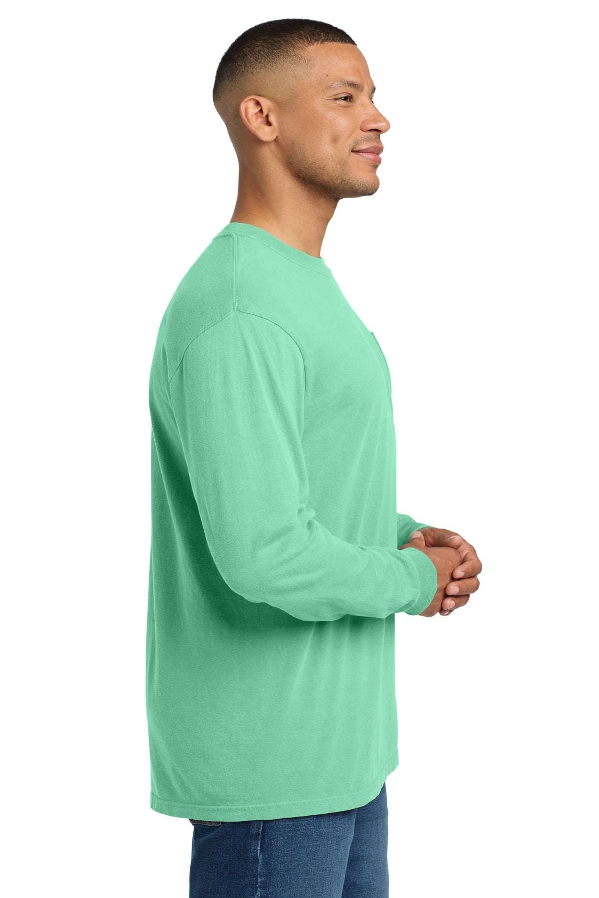 COMFORT COLORS Heavyweight Ring Spun Long Sleeve Pocket Tee. 4410 - Island Reef - side