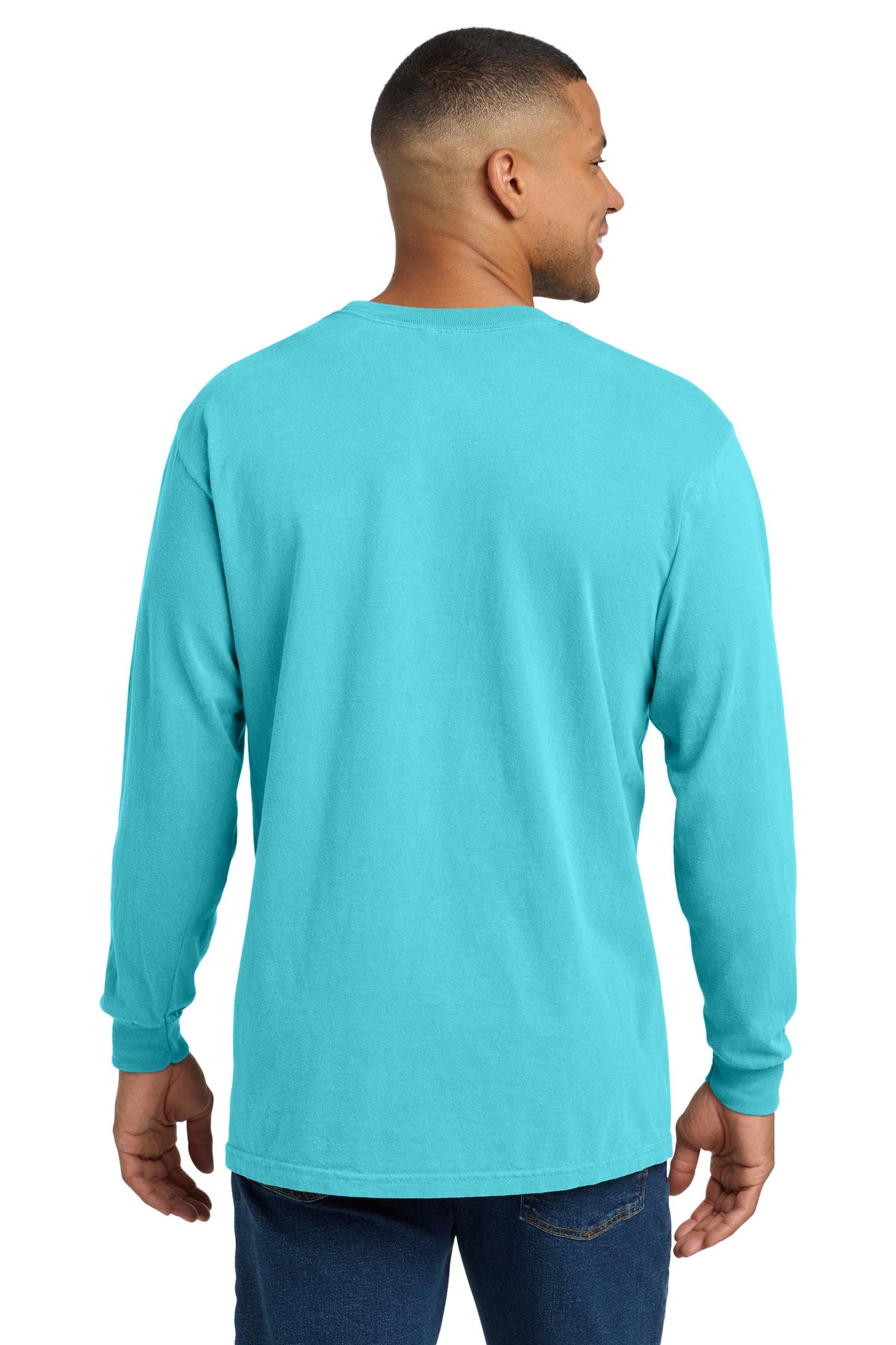 COMFORT COLORS Heavyweight Ring Spun Long Sleeve Pocket Tee. 4410 - Lagoon - back