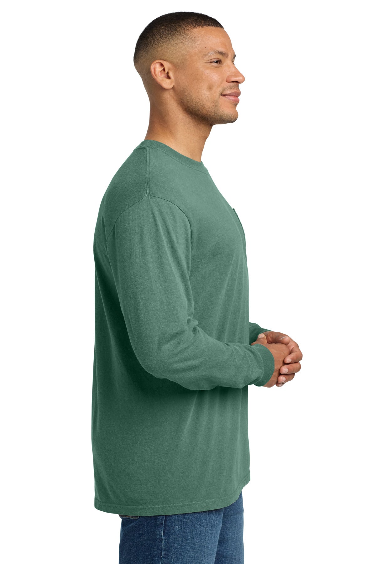 COMFORT COLORS Heavyweight Ring Spun Long Sleeve Pocket Tee. 4410 - Light Green - side