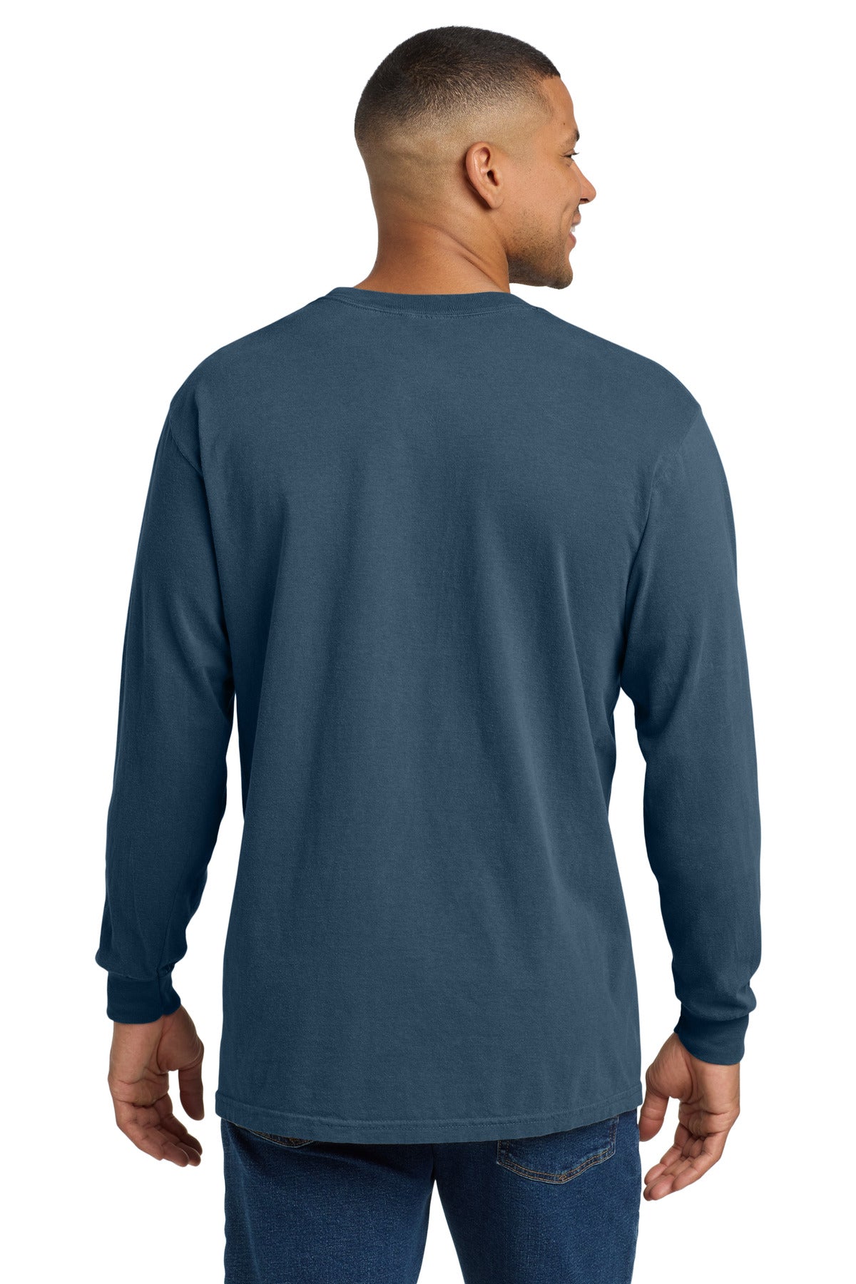COMFORT COLORS Heavyweight Ring Spun Long Sleeve Pocket Tee. 4410 - Midnight - back