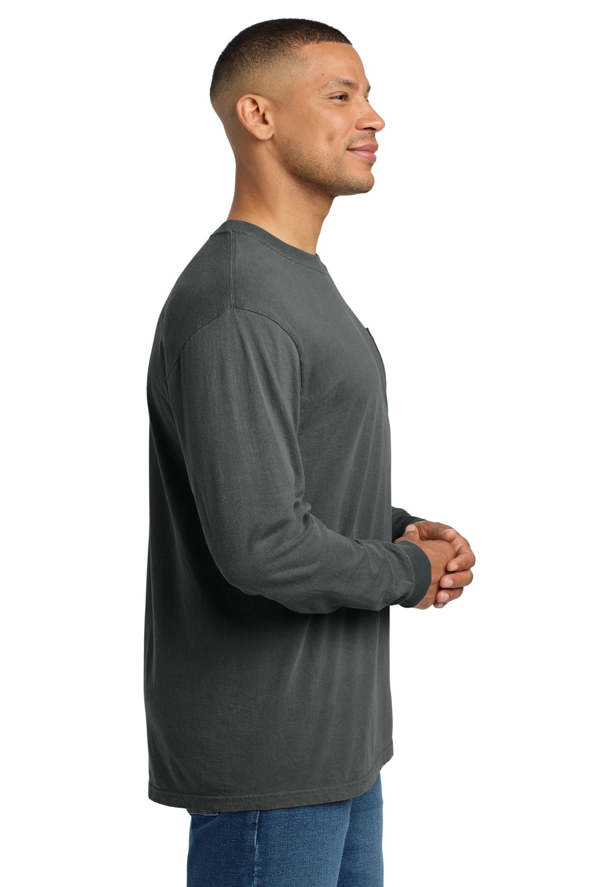 COMFORT COLORS Heavyweight Ring Spun Long Sleeve Pocket Tee. 4410 - Pepper - side