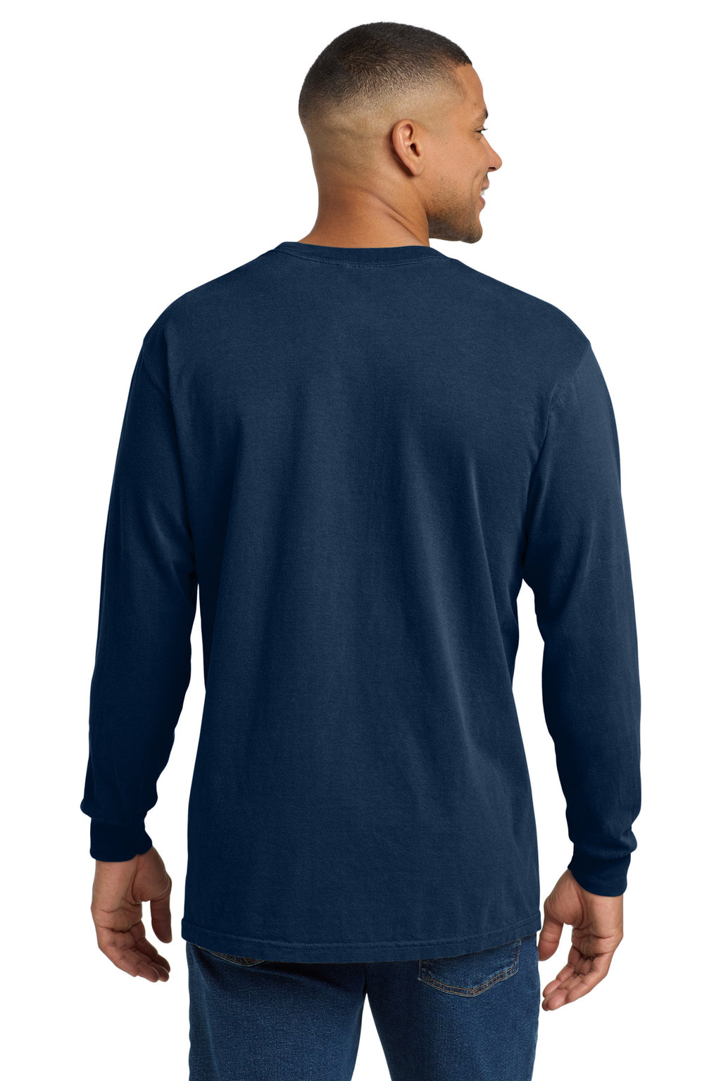 COMFORT COLORS Heavyweight Ring Spun Long Sleeve Pocket Tee. 4410 - True Navy - back