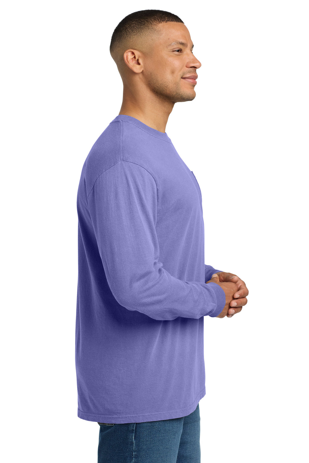 COMFORT COLORS Heavyweight Ring Spun Long Sleeve Pocket Tee. 4410 - Violet - side