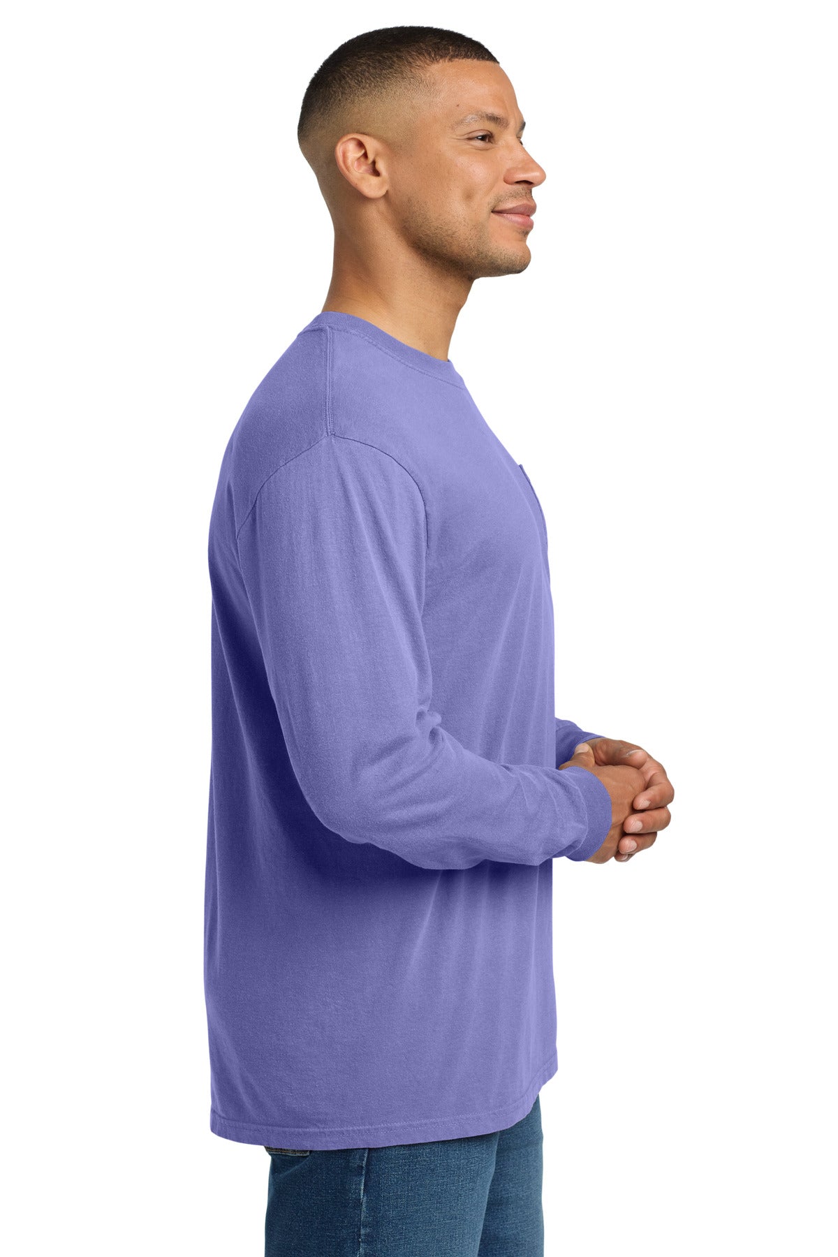 COMFORT COLORS Heavyweight Ring Spun Long Sleeve Pocket Tee. 4410 - Violet - side