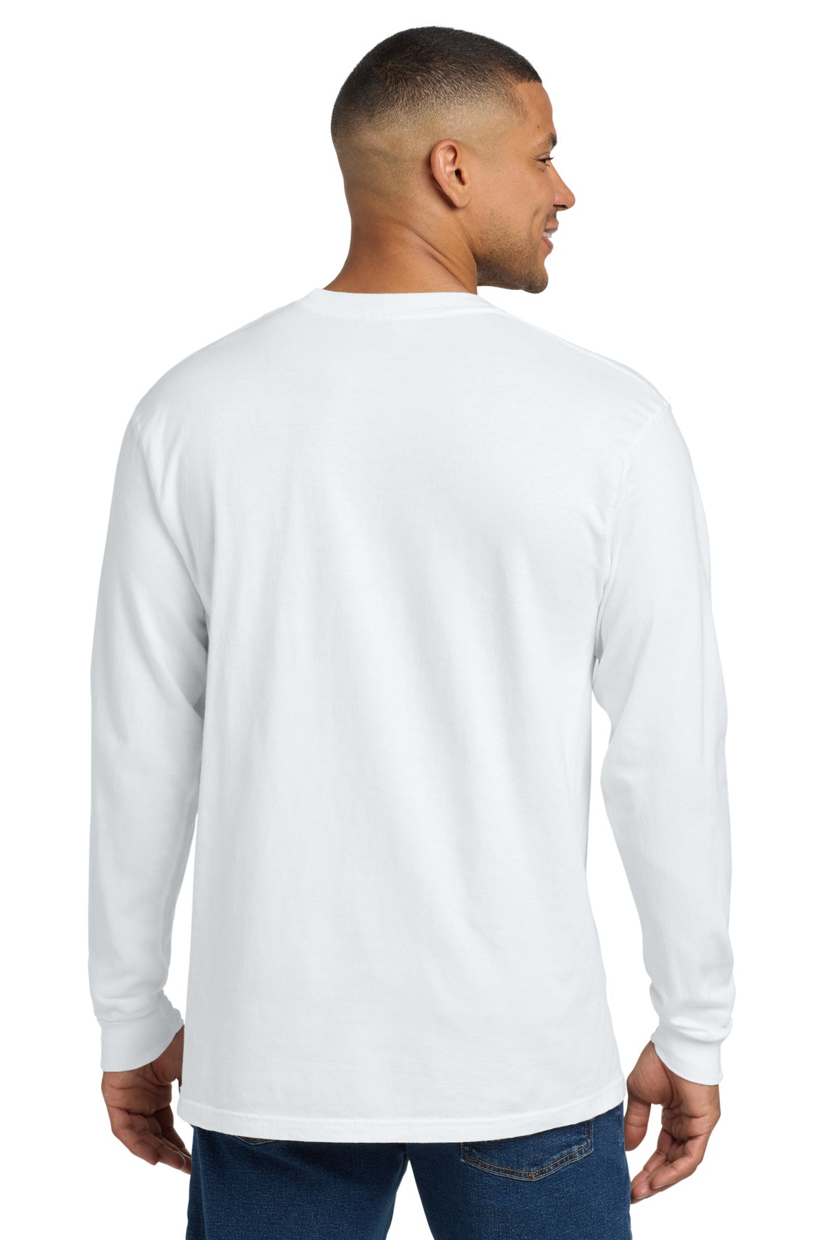 COMFORT COLORS Heavyweight Ring Spun Long Sleeve Pocket Tee. 4410 - White - back