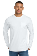 COMFORT COLORS Heavyweight Ring Spun Long Sleeve Pocket Tee. 4410 - White - front