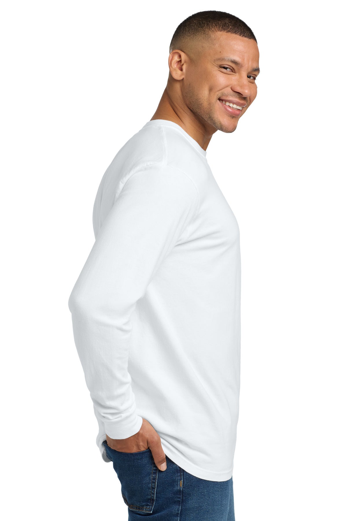 COMFORT COLORS Heavyweight Ring Spun Long Sleeve Pocket Tee. 4410 - White - side