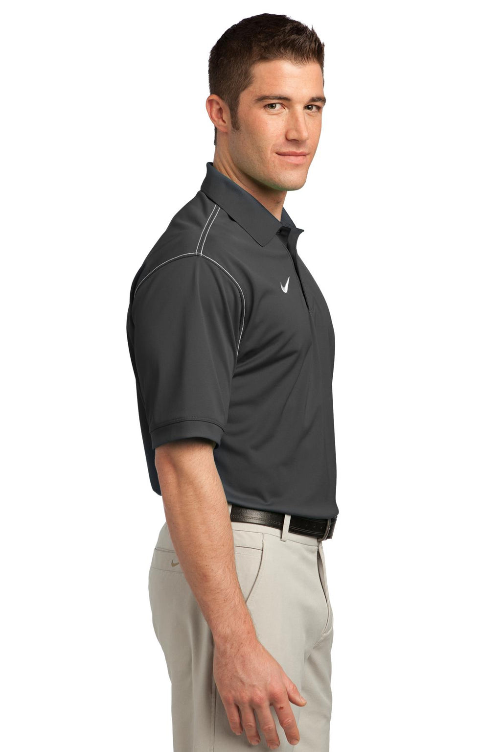 DISCONTINUED Nike Dri-FIT Sport Swoosh Pique Polo. 443119 - Flint Grey - side