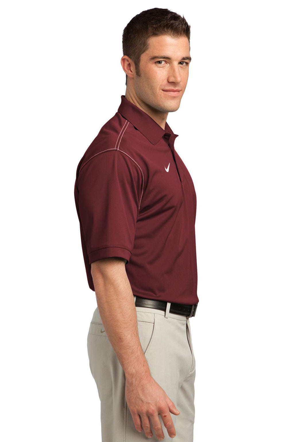 DISCONTINUED Nike Dri-FIT Sport Swoosh Pique Polo. 443119 - Team Red - side