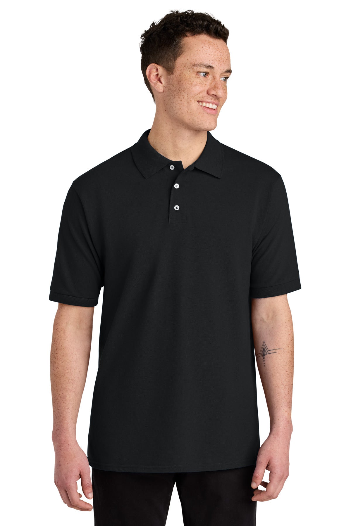 Jerzees Unisex Premium Ring Spun Cotton Pique Sport Shirt 443M - Black - front