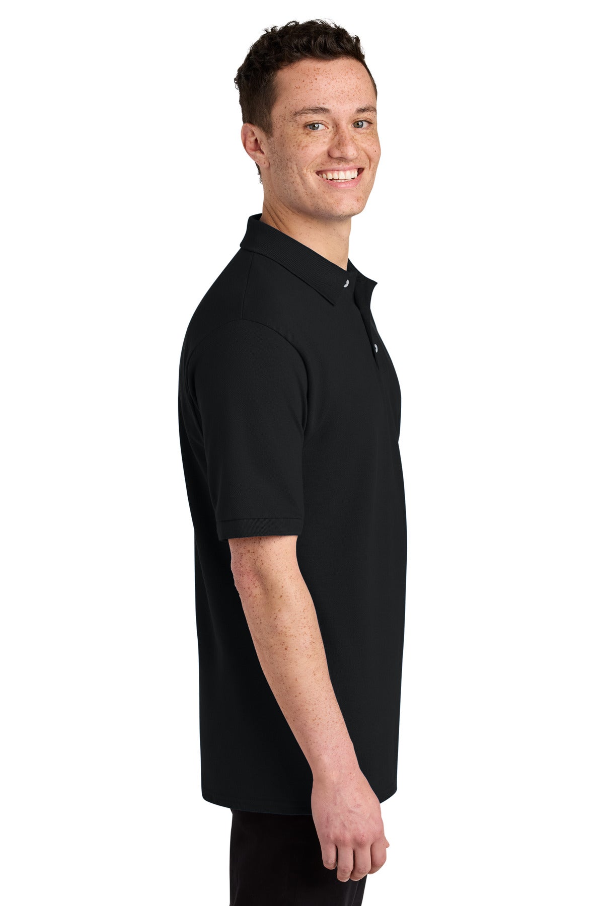 Jerzees Unisex Premium Ring Spun Cotton Pique Sport Shirt 443M - Black - side