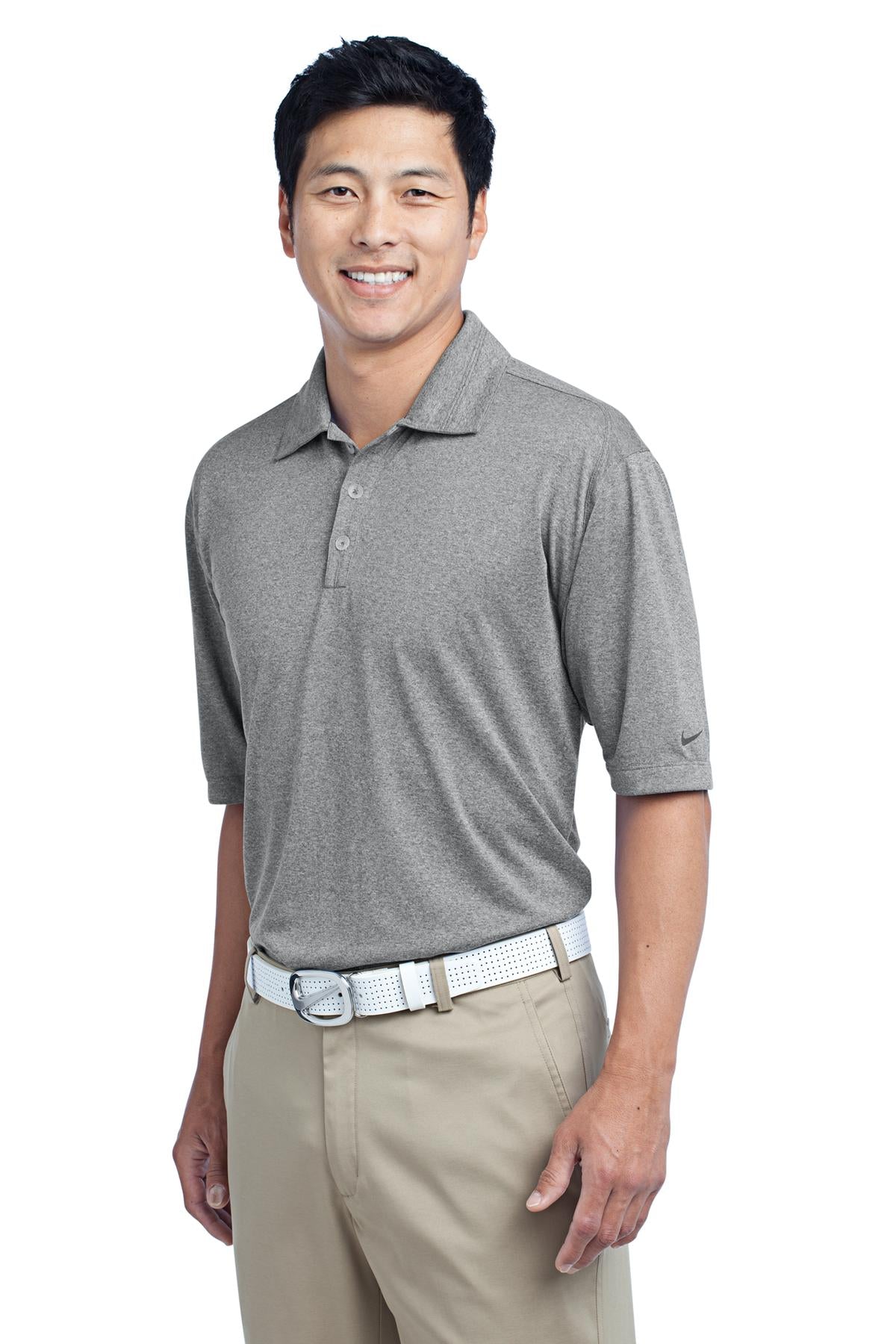DISCONTINUED Nike Dri-FIT Heather Polo. 474231 - Carbon Heather - three_q